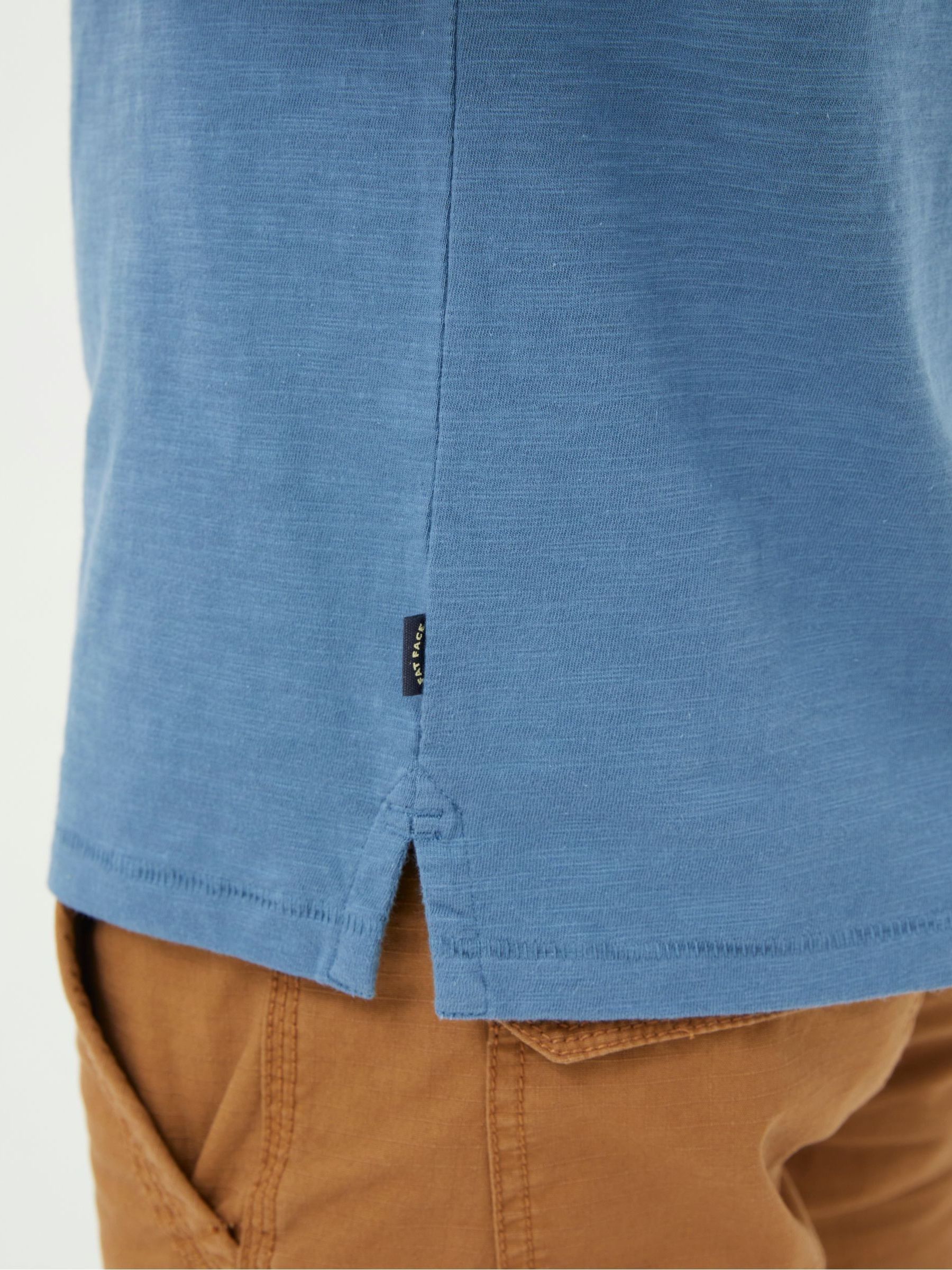 Blue Long Sleeve Woodside Slub Henley T-Shirt - Image 4 of 6