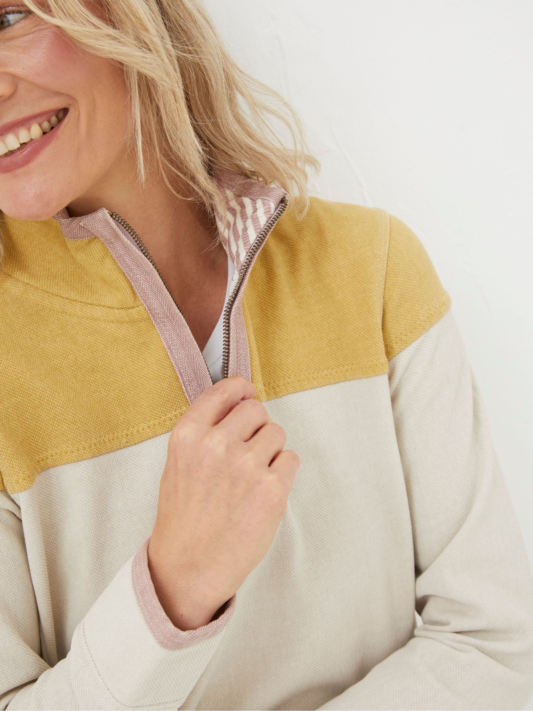 Airlie Yellow Colour Block Sweatshirt - Image 4 of 5