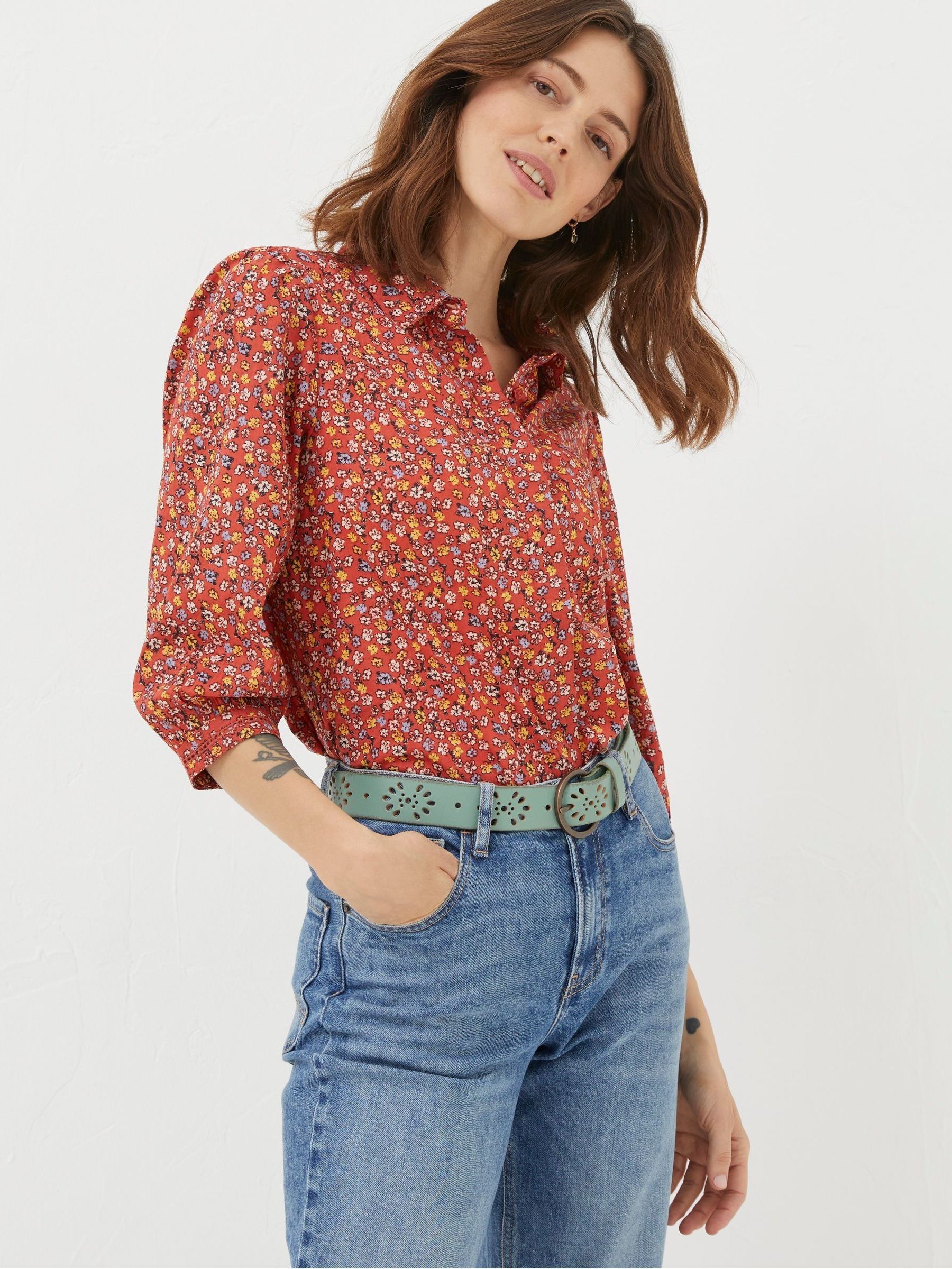 Red Gradient Floral Shirt - Image 1 of 5