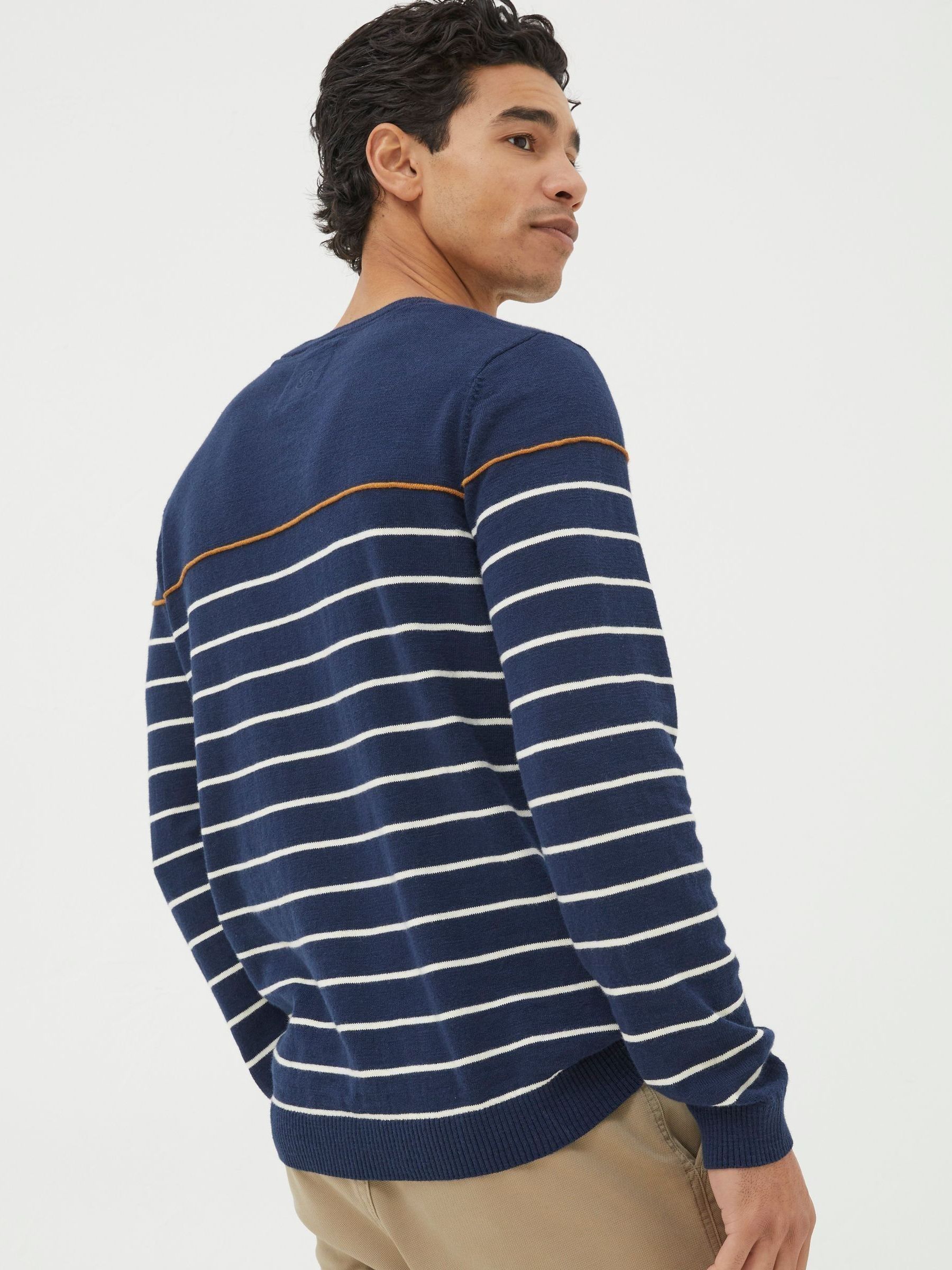 Braunton Blue Stripe Crew Jumper - Image 2 of 4