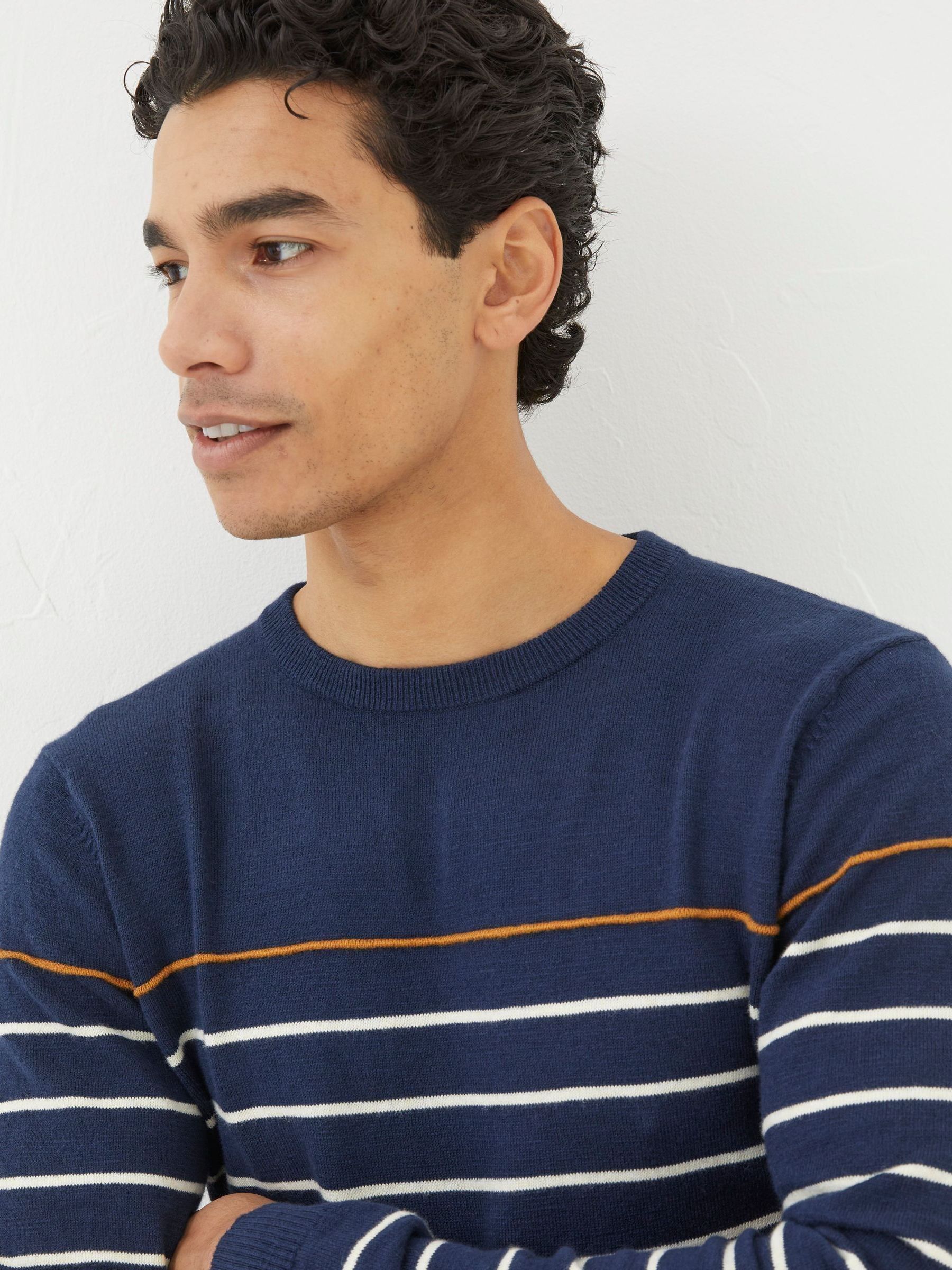 Braunton Blue Stripe Crew Jumper - Image 3 of 4