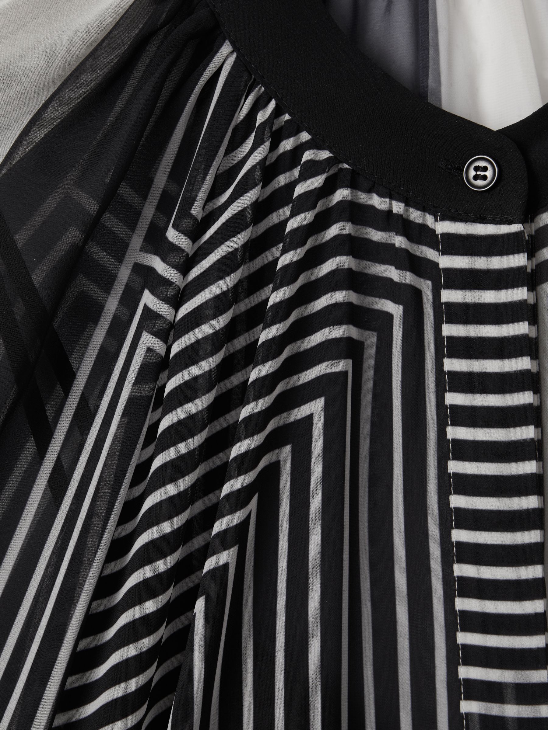 Printed Button-Through Blouse in Black/Cream - Image 6 of 6