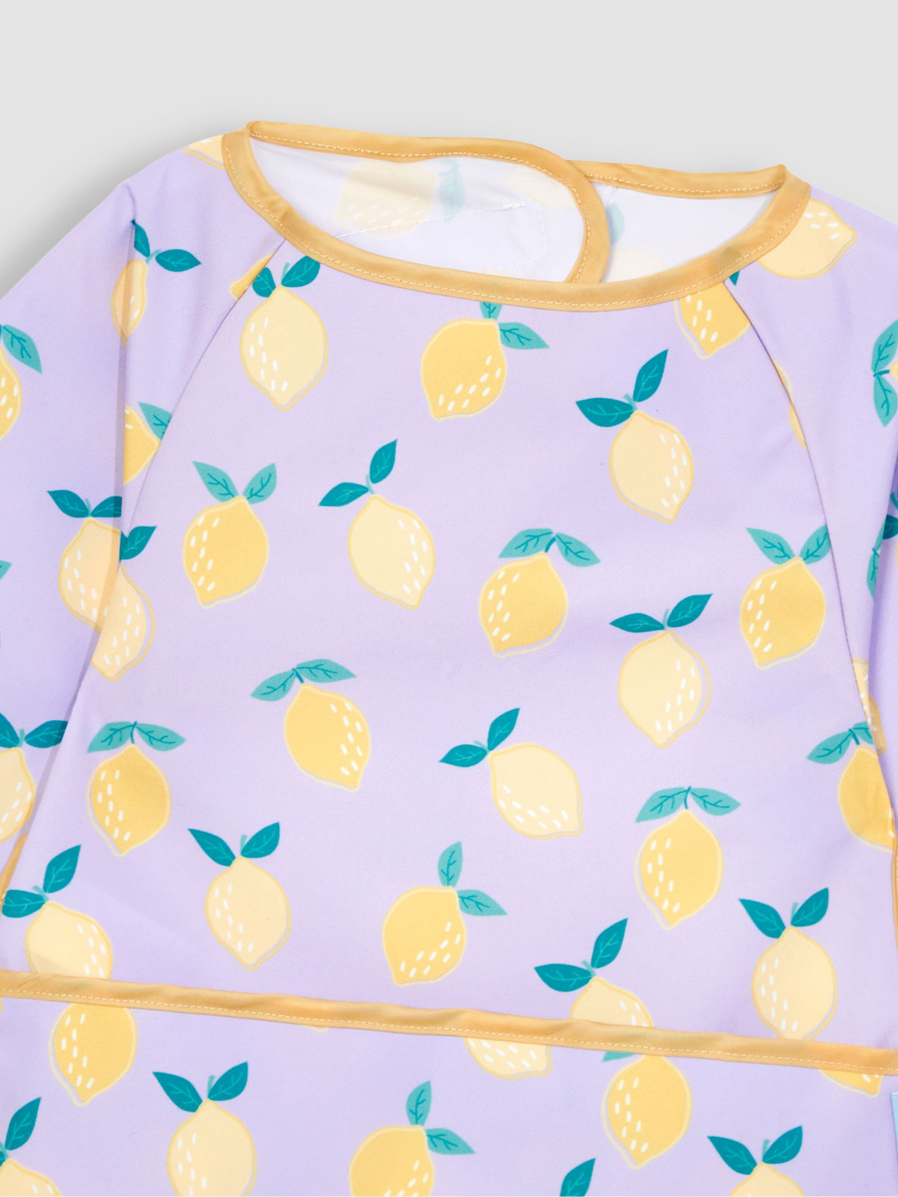 Lilac Purple Lemon Zebra Print Deluxe Sleeved Bib - Image 4 of 5