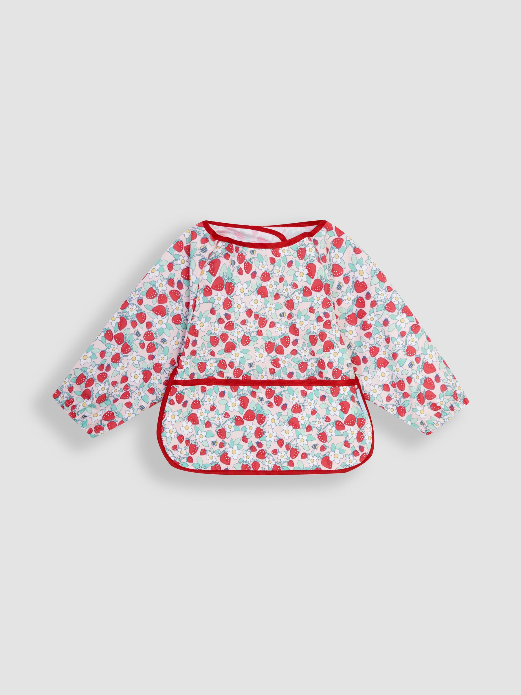 Pink Strawberry Zebra Print Deluxe Sleeved Bib - Image 1 of 3