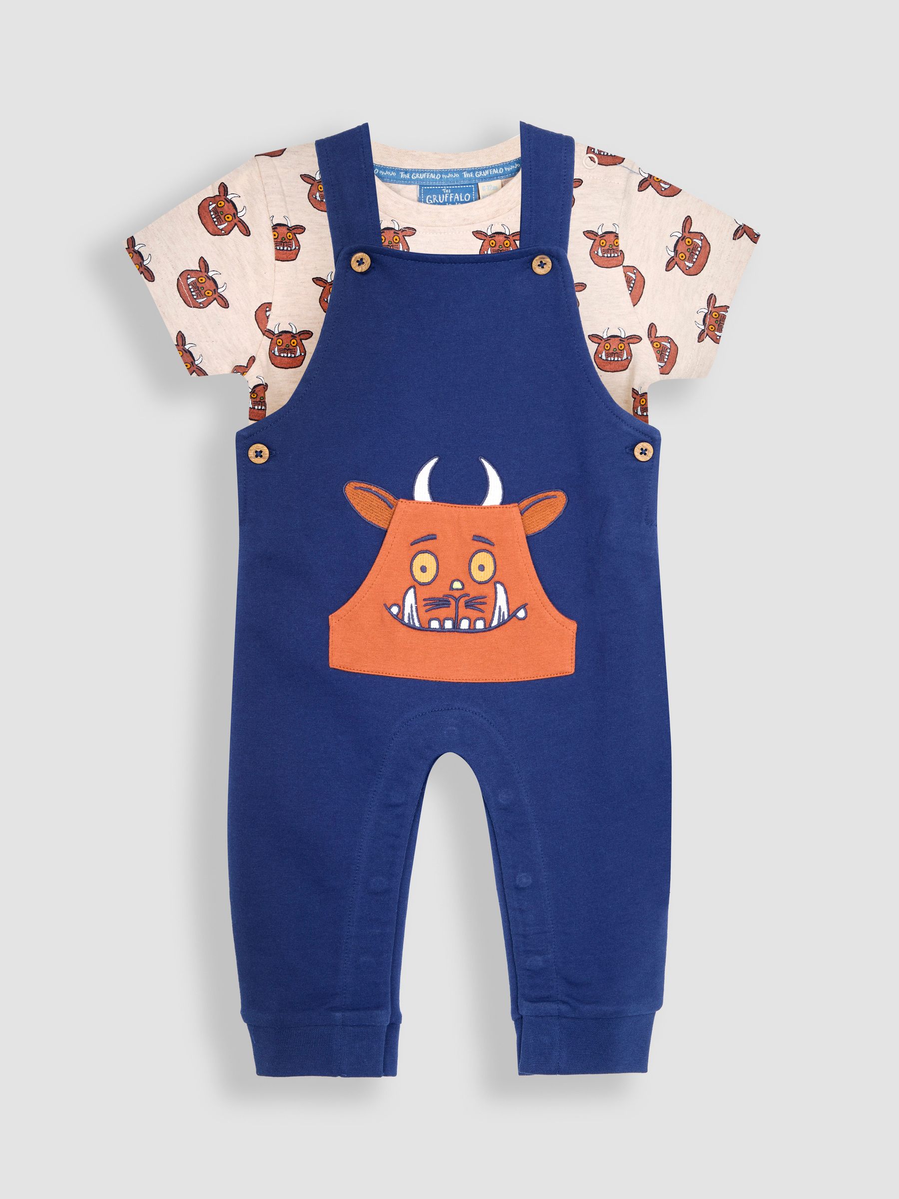 2-Piece Gruffalo Dungarees & T-Shirt Set in Navy - Image 1 of 5