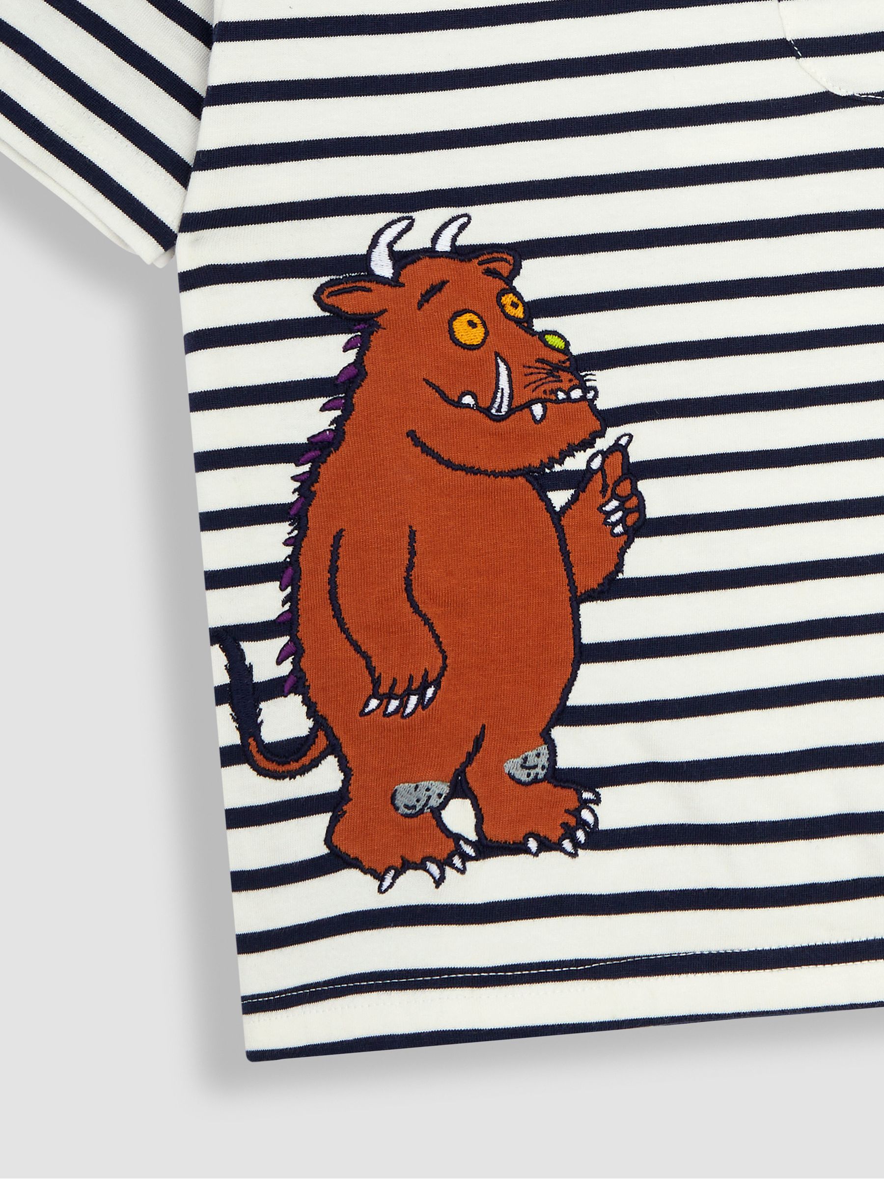 Gruffalo Appliqué T-Shirt in Ecru Navy Stripe - Image 2 of 5