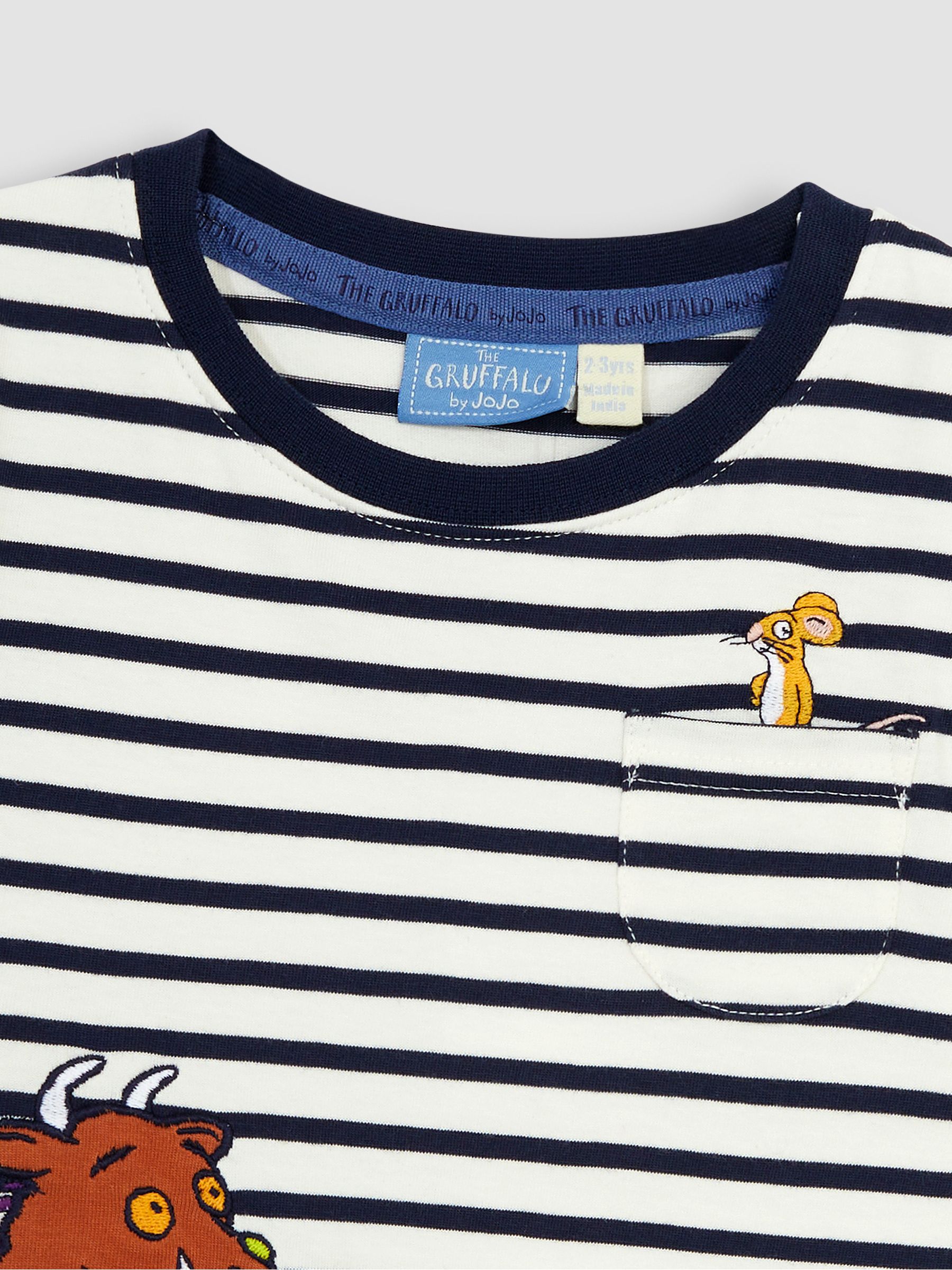 Gruffalo Appliqué T-Shirt in Ecru Navy Stripe - Image 3 of 5