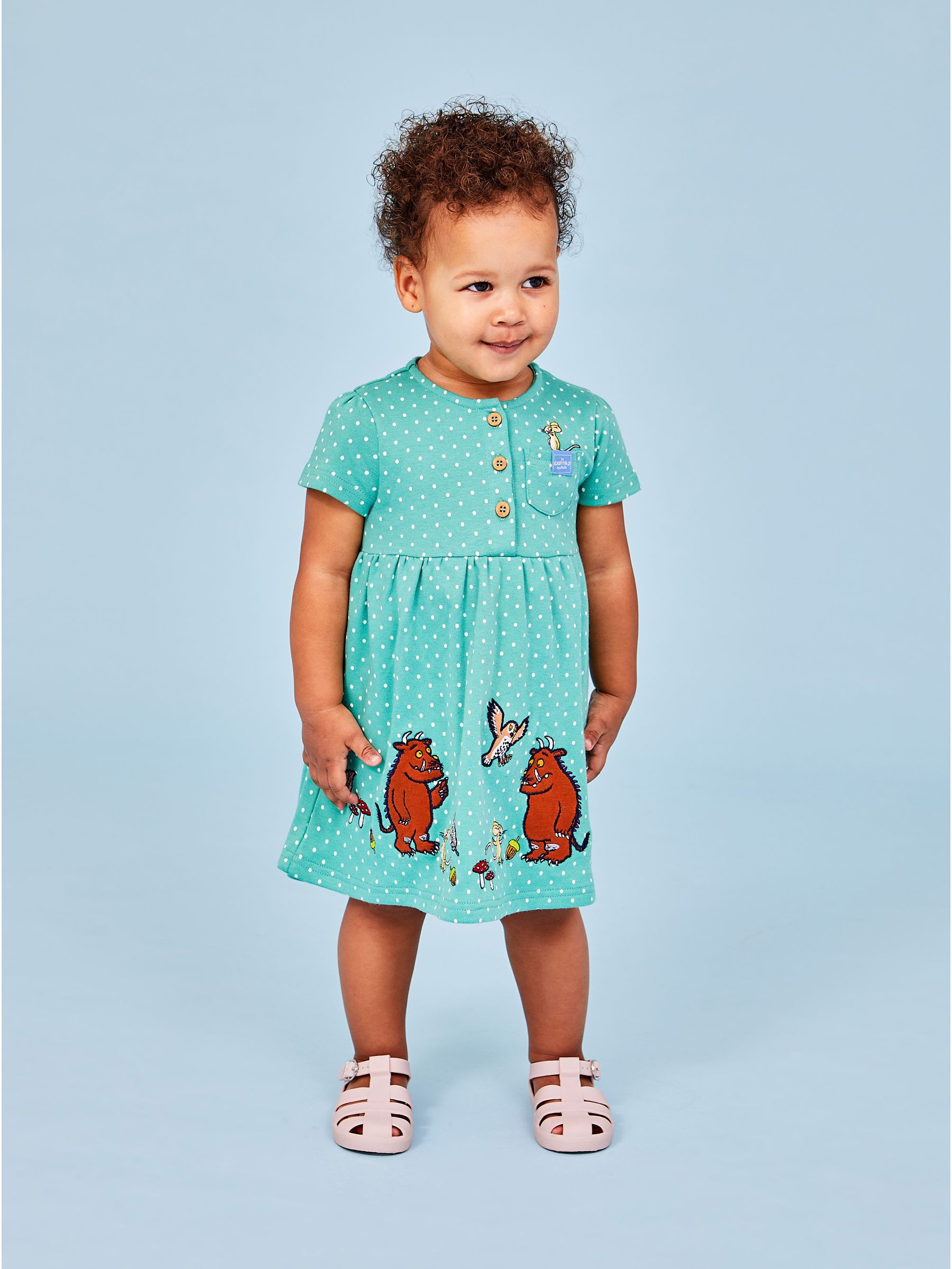Green Gruffalo Applique Button Front Dress - Image 3 of 6