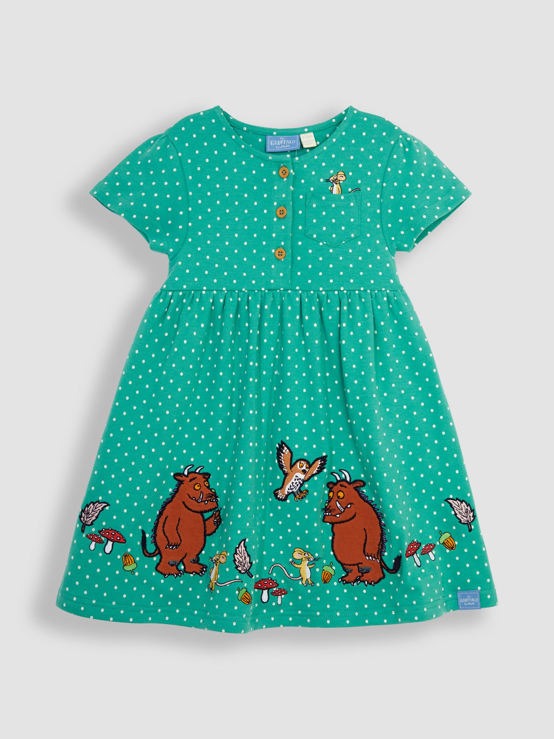 Green Gruffalo Applique Button Front Dress - Image 5 of 6