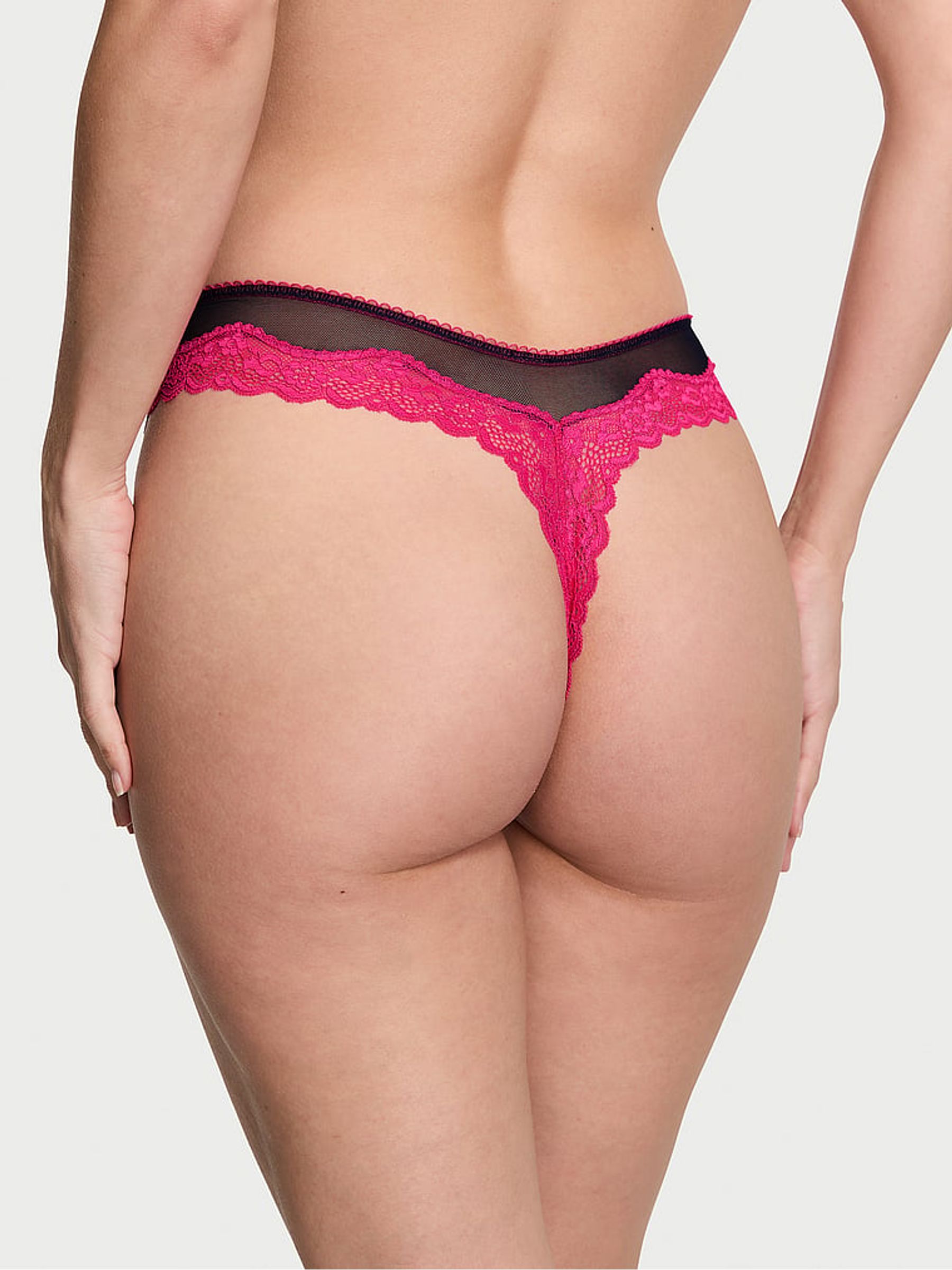Noir Navy Blue Mesh Thong Knickers - Image 2 of 3