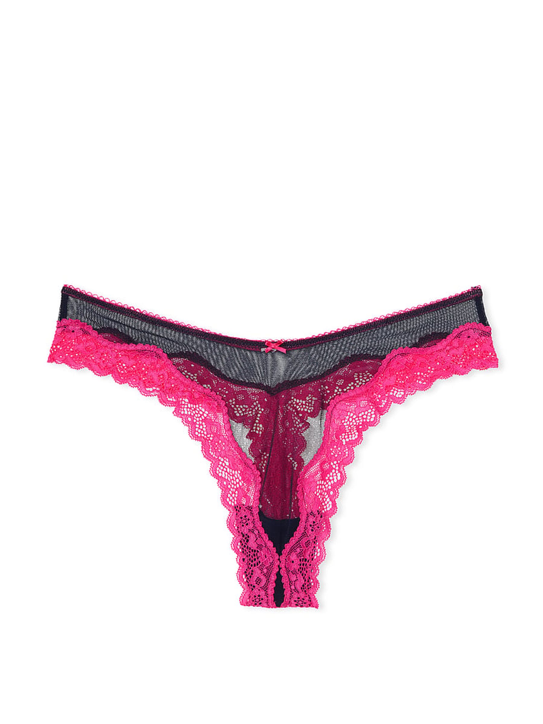 Noir Navy Blue Mesh Thong Knickers - Image 3 of 3