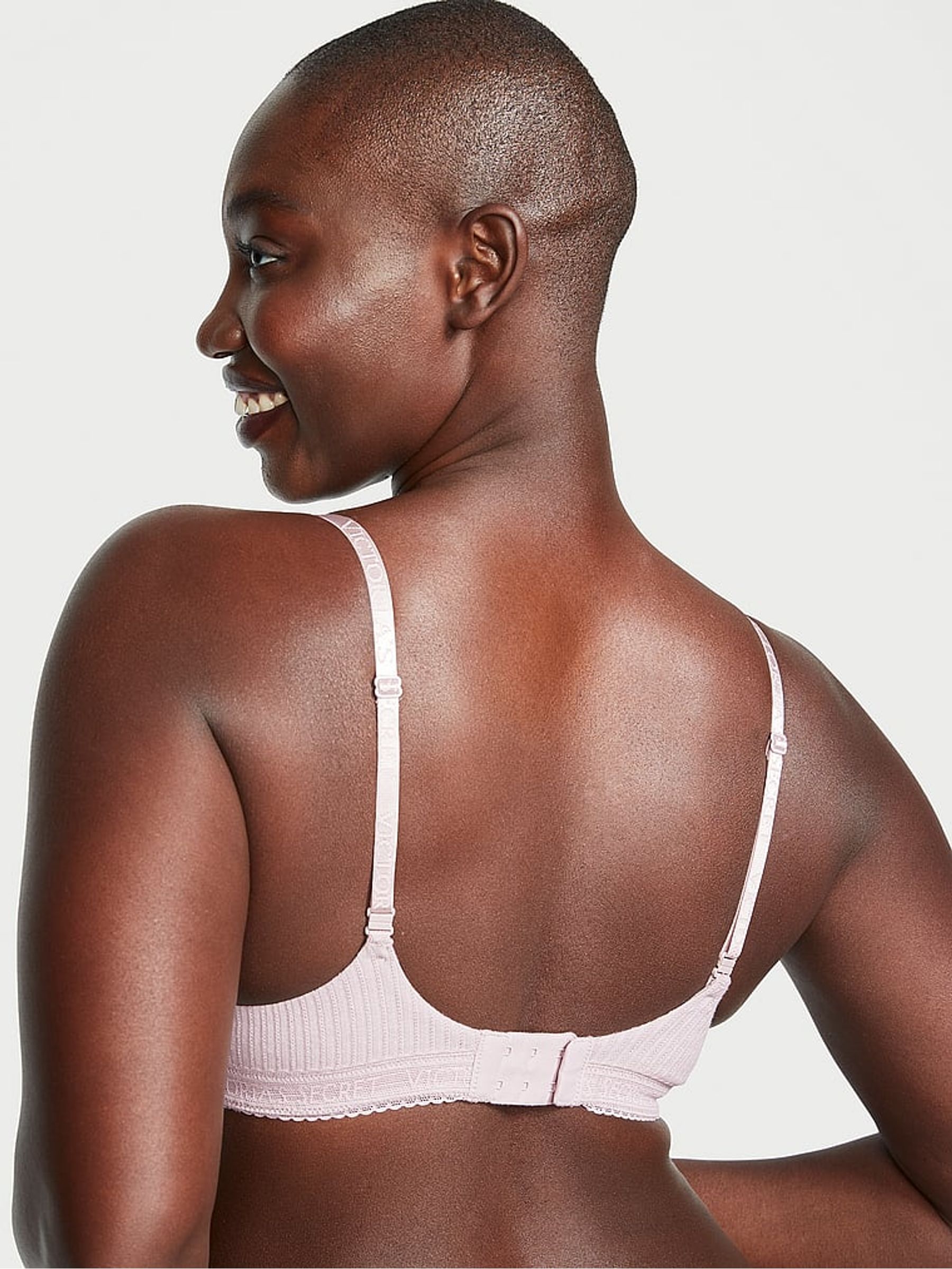 Pale Plum Purple Ribbed Non Wired Lightly Lined Bra - Image 2 of 3