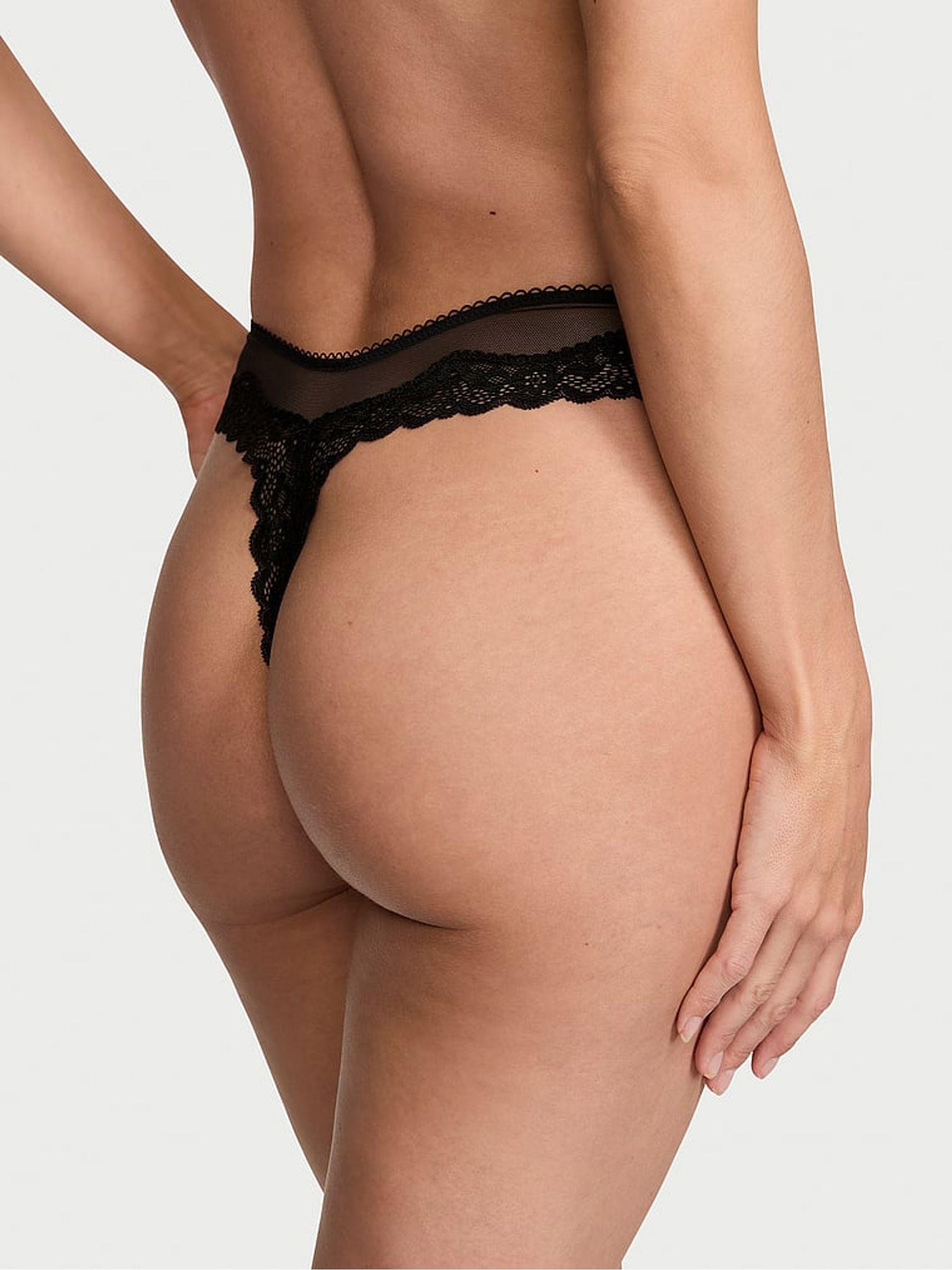 Black Mesh Thong Knickers - Image 2 of 3