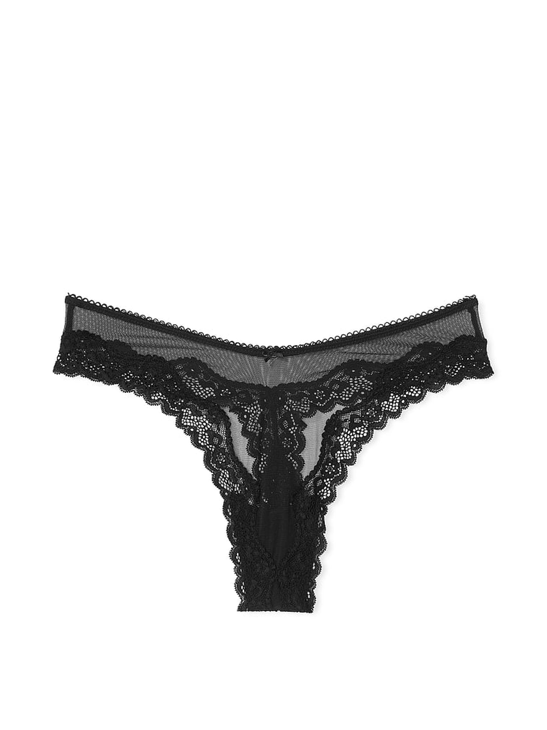 Black Mesh Thong Knickers - Image 3 of 3
