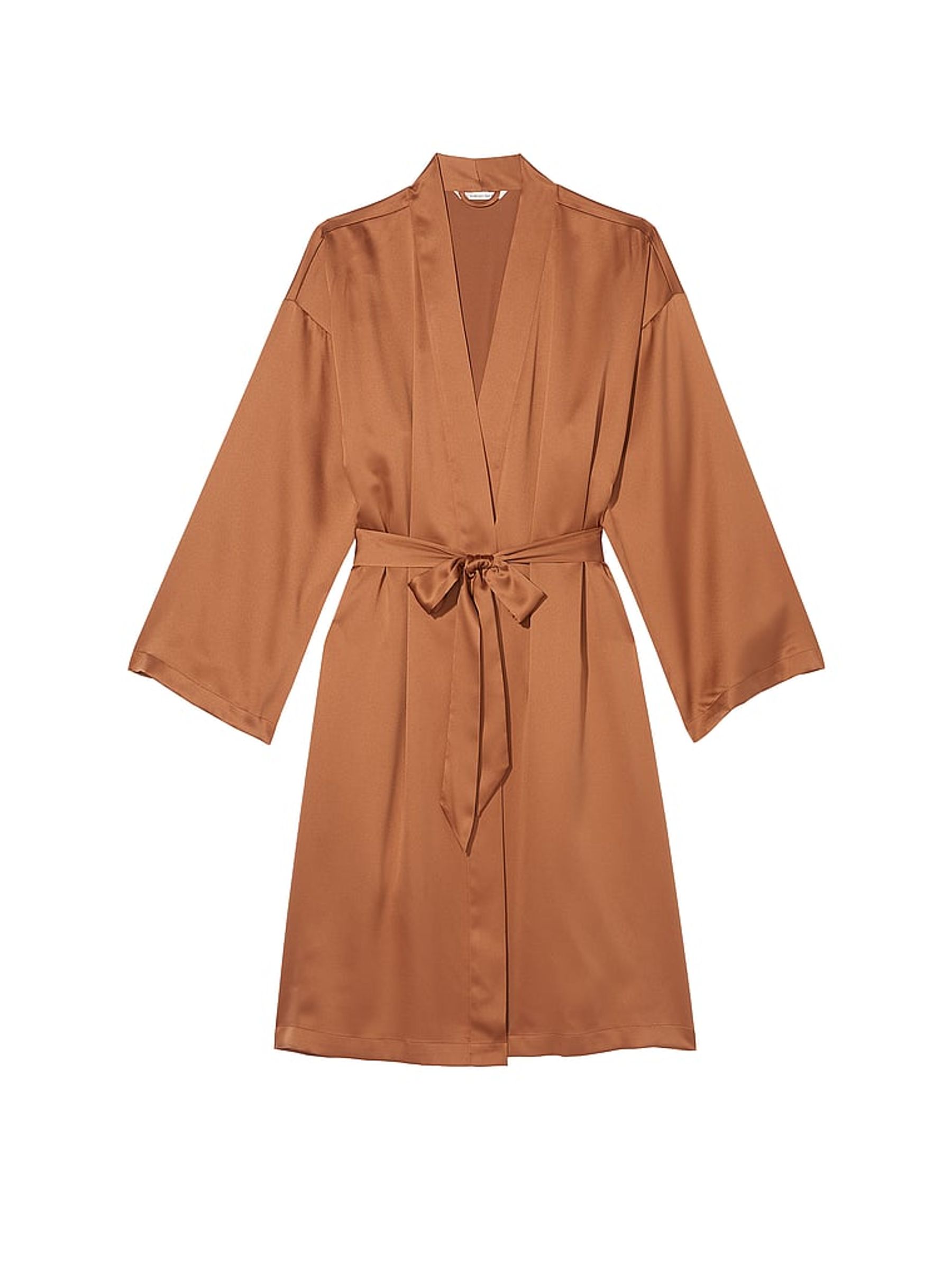 Caramel Brown Satin Midi Robe - Image 3 of 3