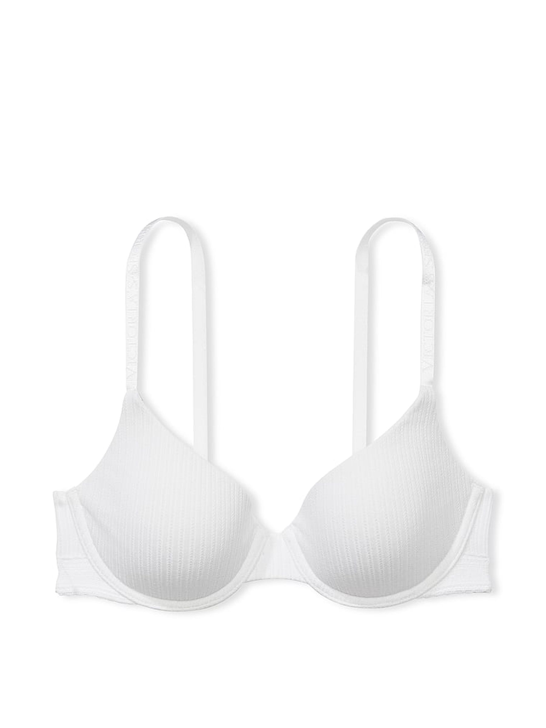 White Ribbed Demi Lightly Lined Bra - Image 3 of 3