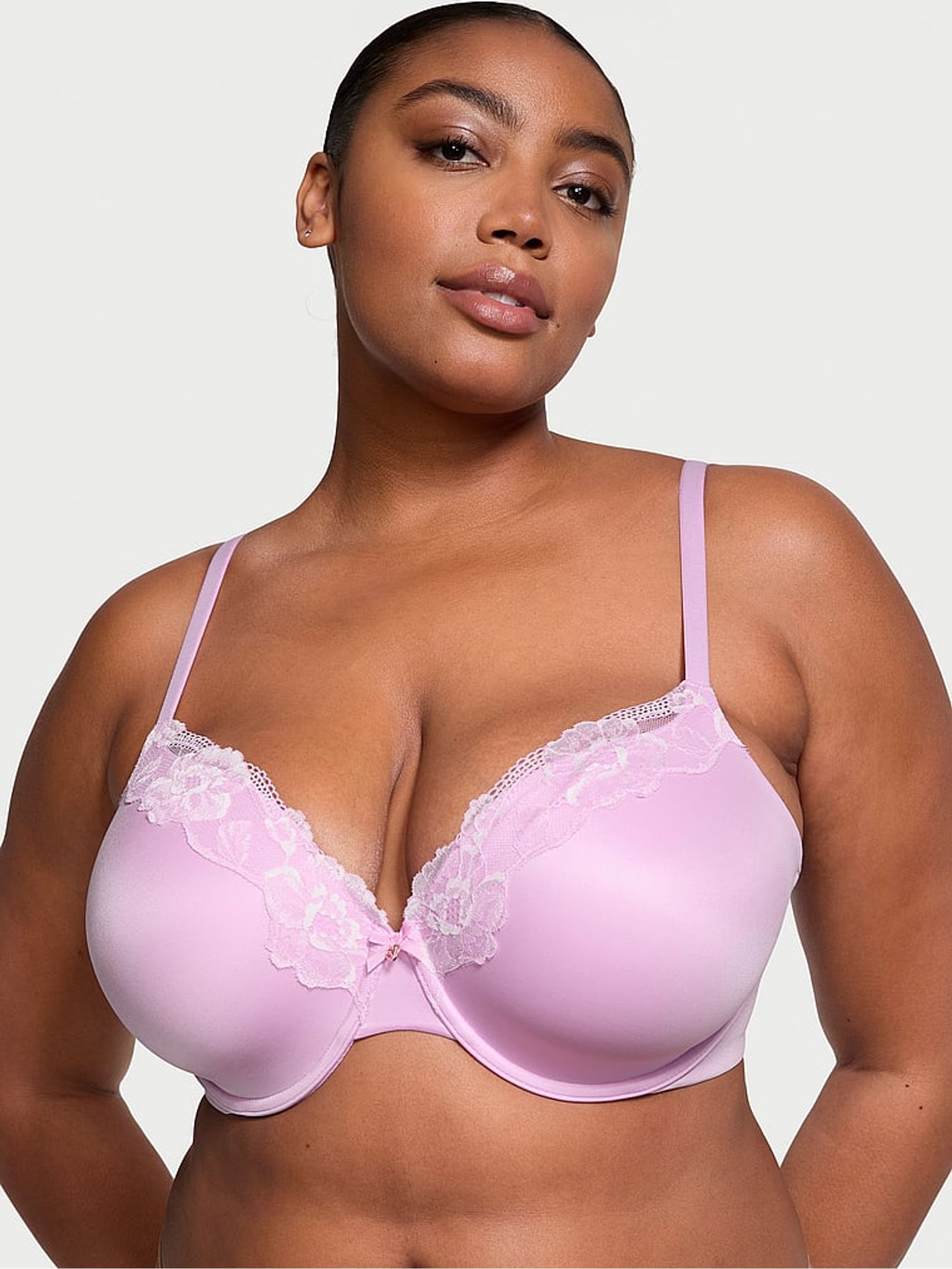 Violet Sugar Purple Vintage Lace Trim Full Cup Bra - Image 1 of 3
