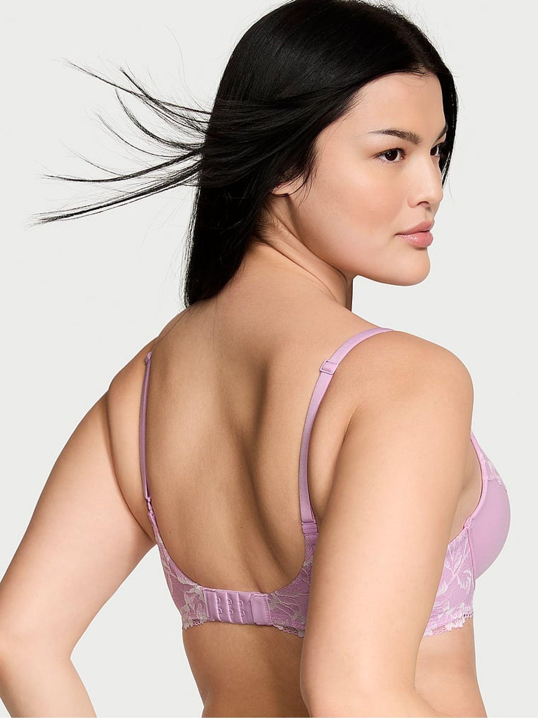 Violet Sugar Purple Vintage Lace Trim Full Cup Push Up Bra - Image 2 of 3