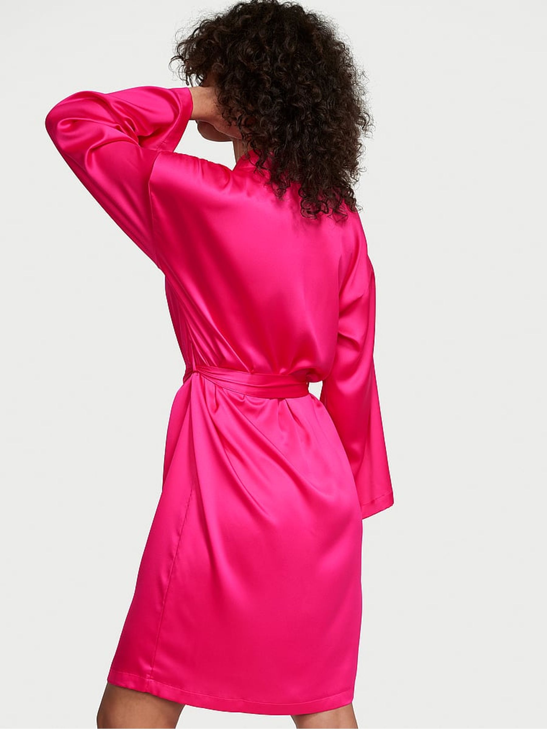 Forever Pink Satin Midi Robe - Image 2 of 3
