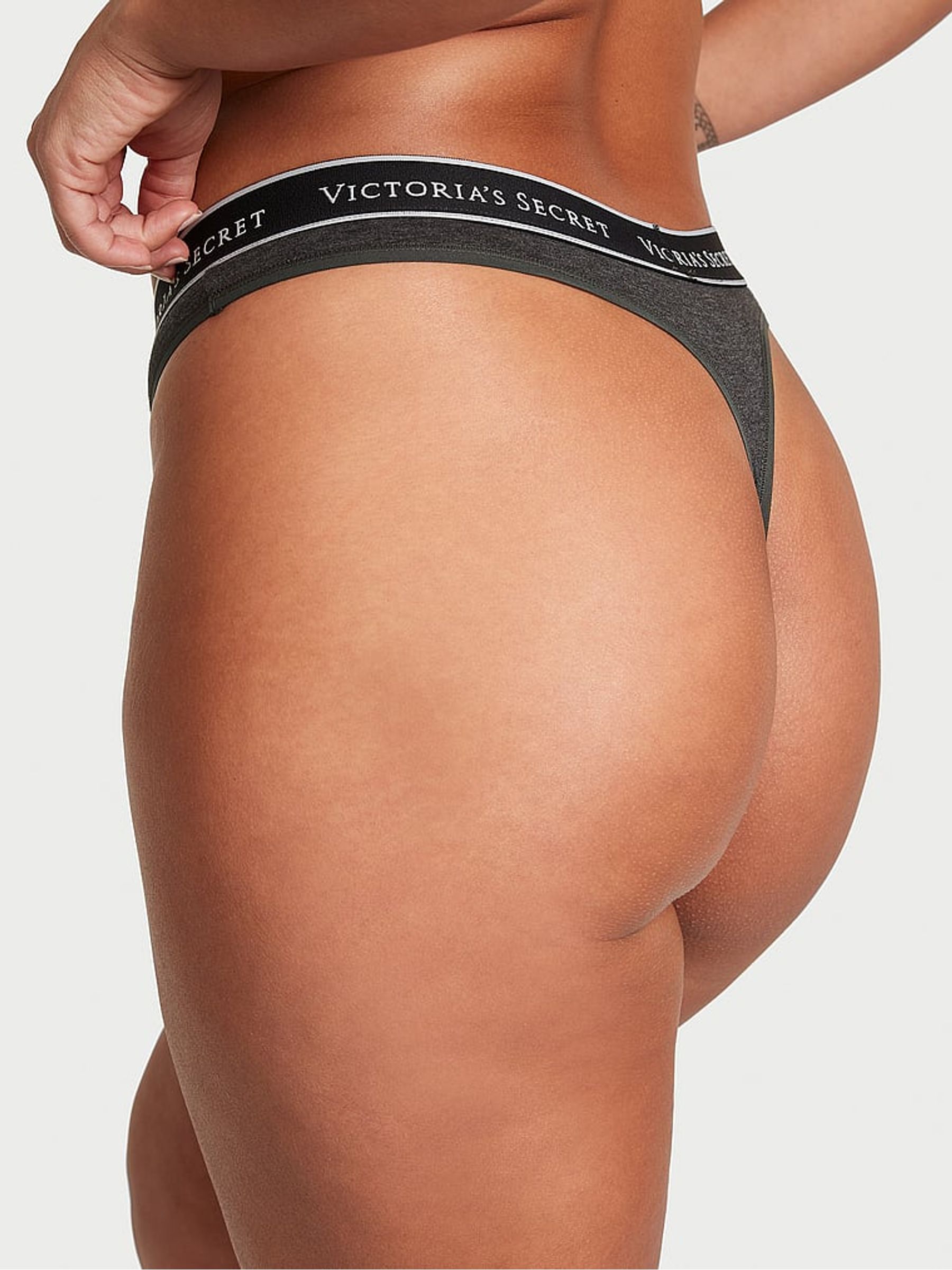 Charcoal Heather Grey Thong Knickers - Image 2 of 3
