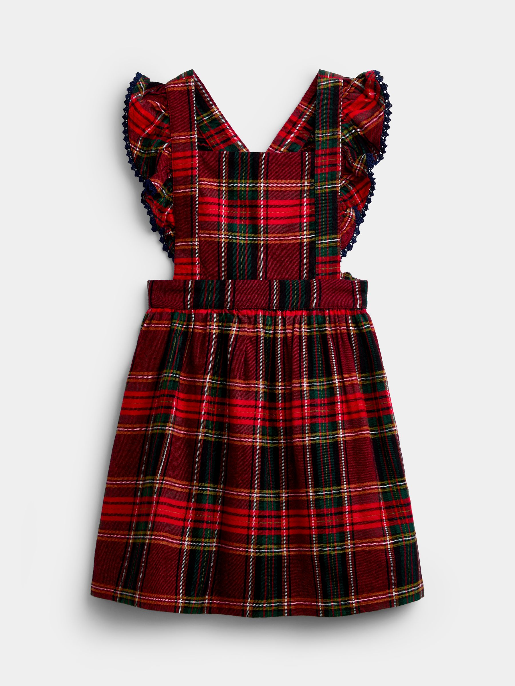 Burgundy Red Tartan Embroidered Pinny Dress & Blouse Set - Image 2 of 6 Burgundy Red Tartan Embroidered Pinny Dress & Blouse Set - Image 2 of 6