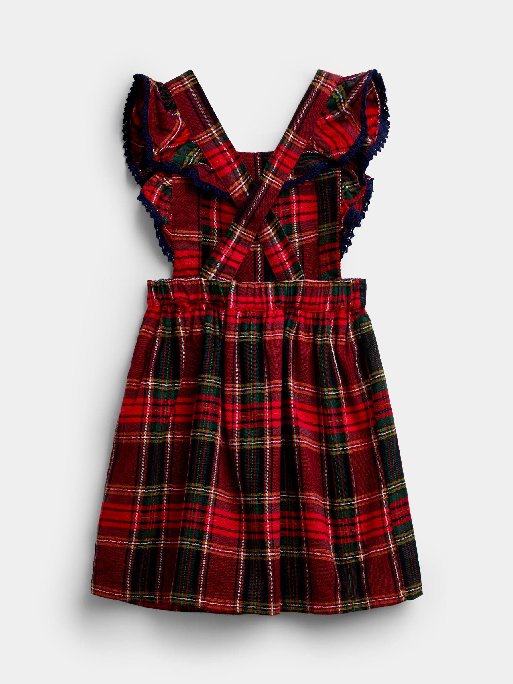 Burgundy Red Tartan Embroidered Pinny Dress & Blouse Set - Image 3 of 6