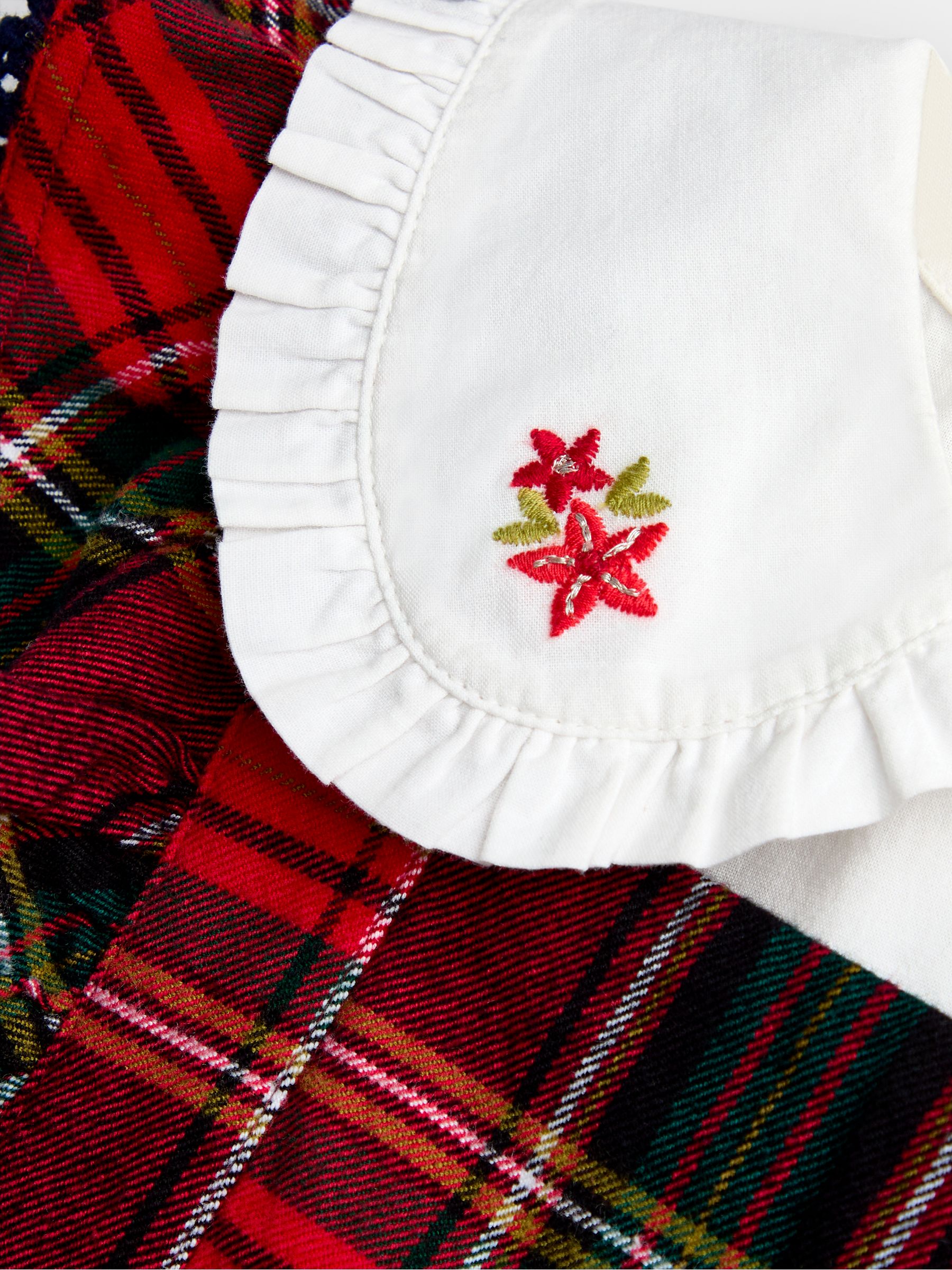Burgundy Red Tartan Embroidered Pinny Dress & Blouse Set - Image 6 of 6 Burgundy Red Tartan Embroidered Pinny Dress & Blouse Set - Image 6 of 6
