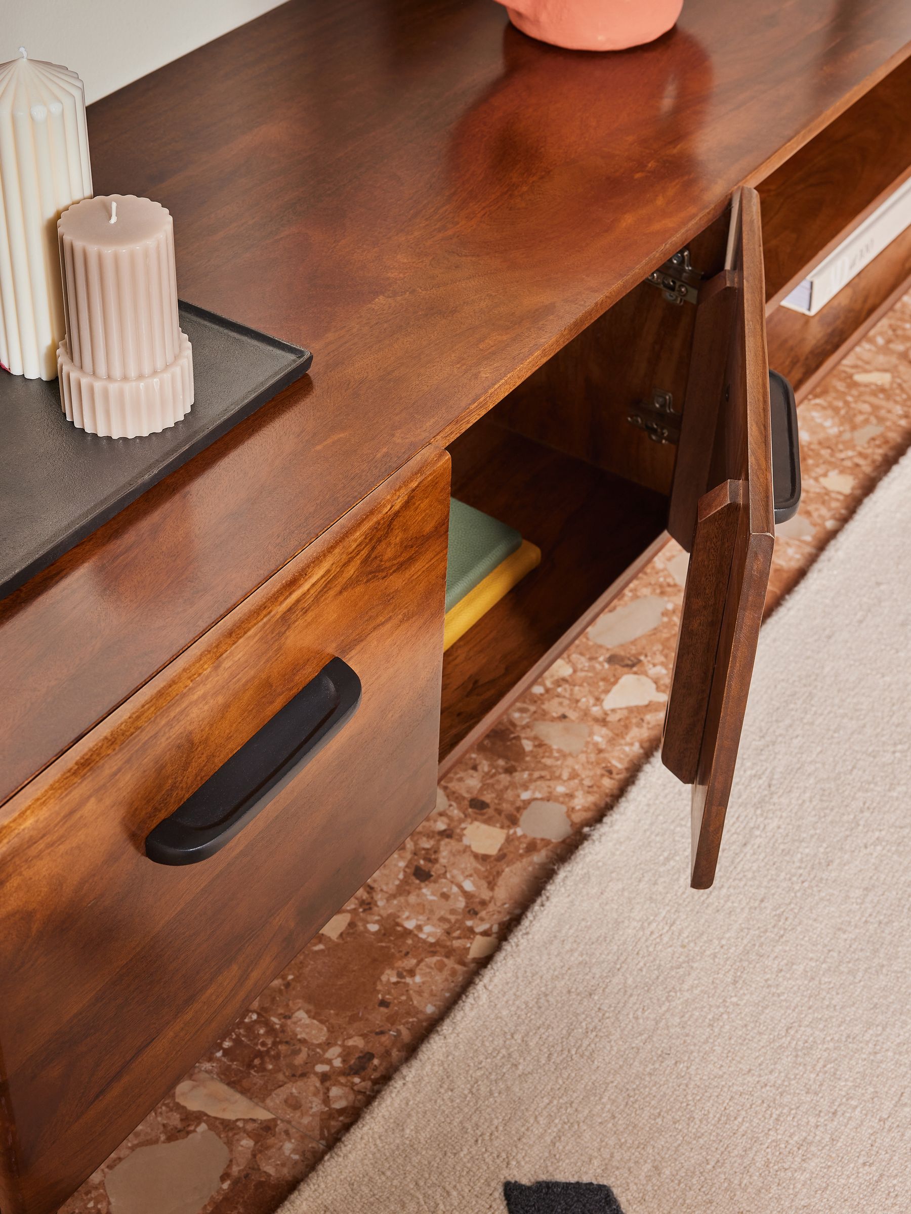 Lucien Up to 60 Inch TV Unit in Dark Mango Wood - Image 2 of 4