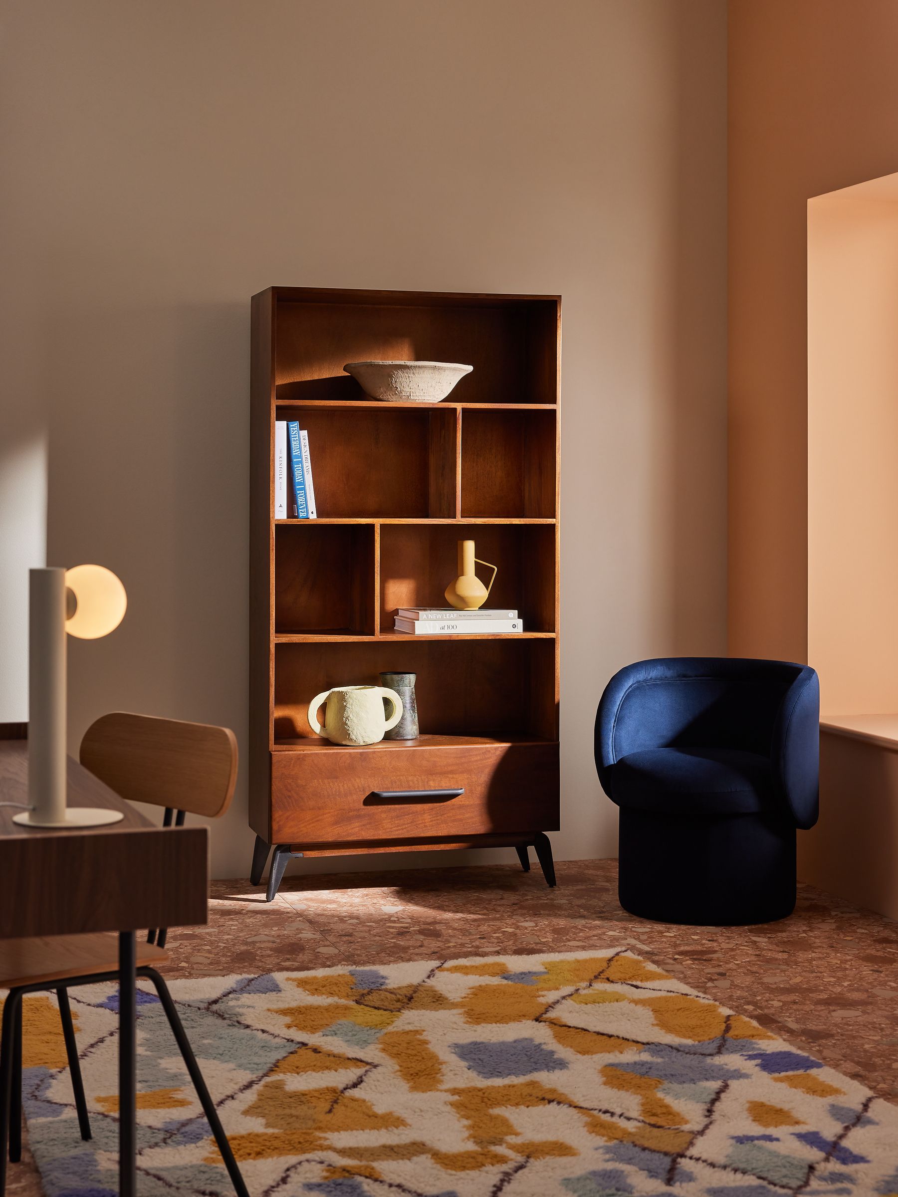 Lucien Bookcase in Dark Mango Wood - Image 1 of 4