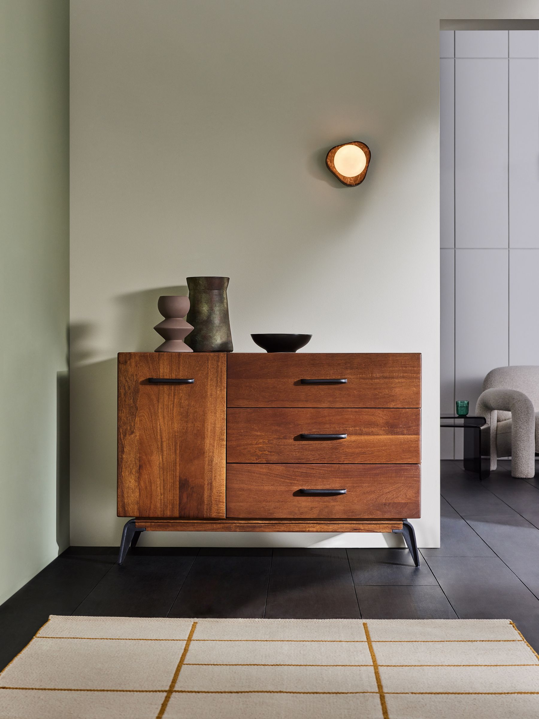 Lucien Small Sideboard in Dark Mango Wood - Image 1 of 4