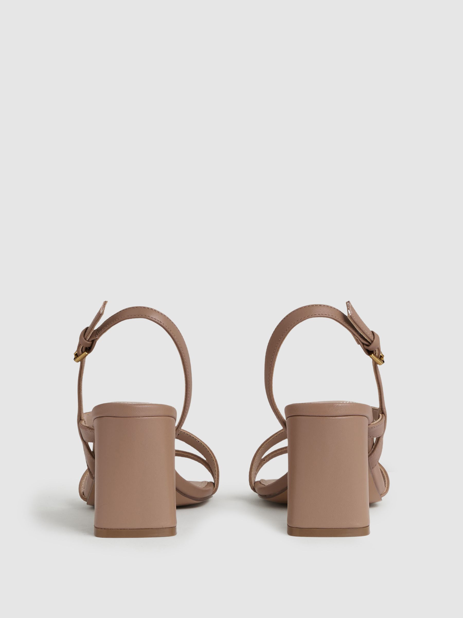 Strappy Leather Heeled Sandals in Nude - image 3