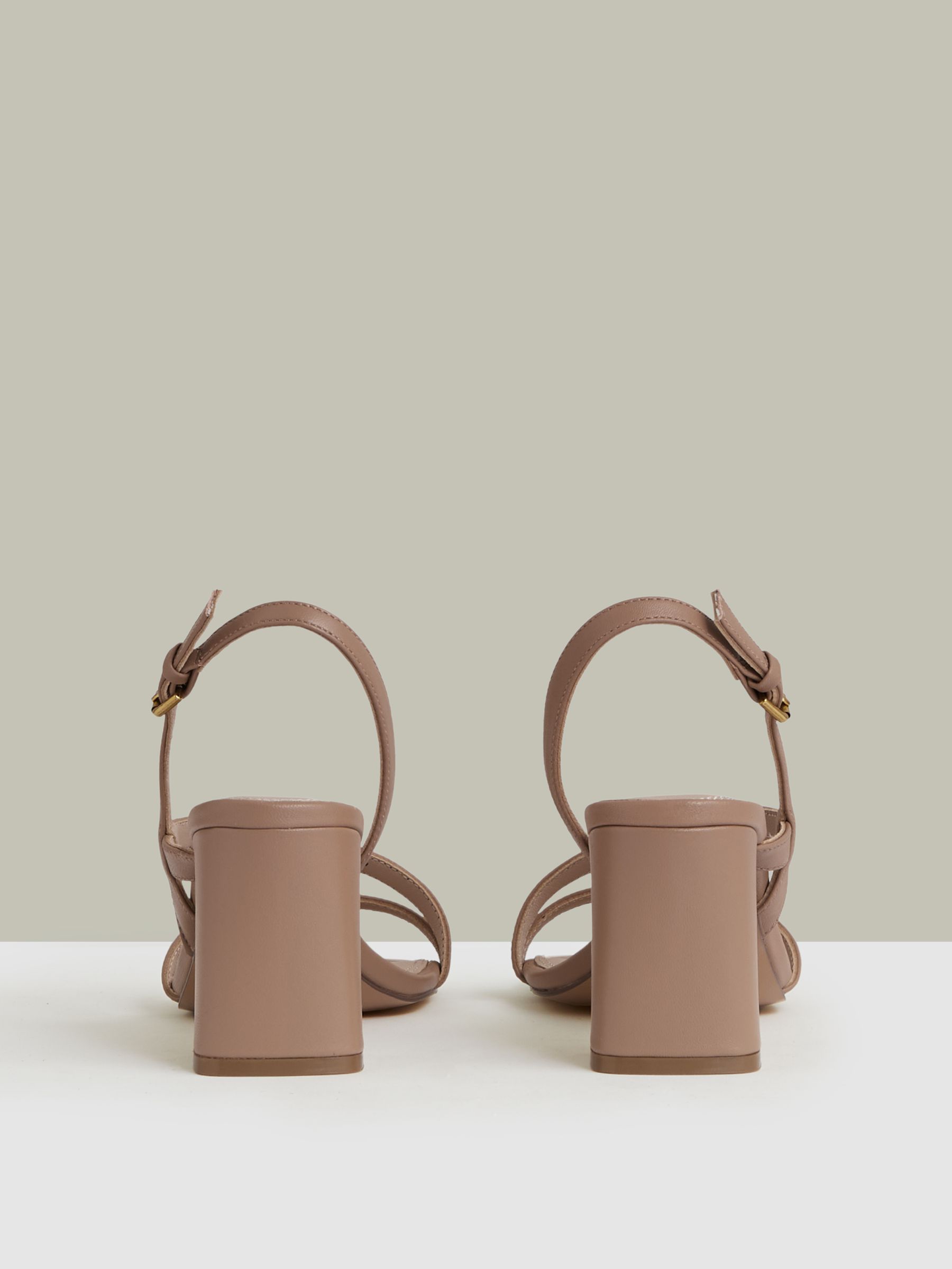 Strappy Leather Heeled Sandals in Nude - Image 4 of 5