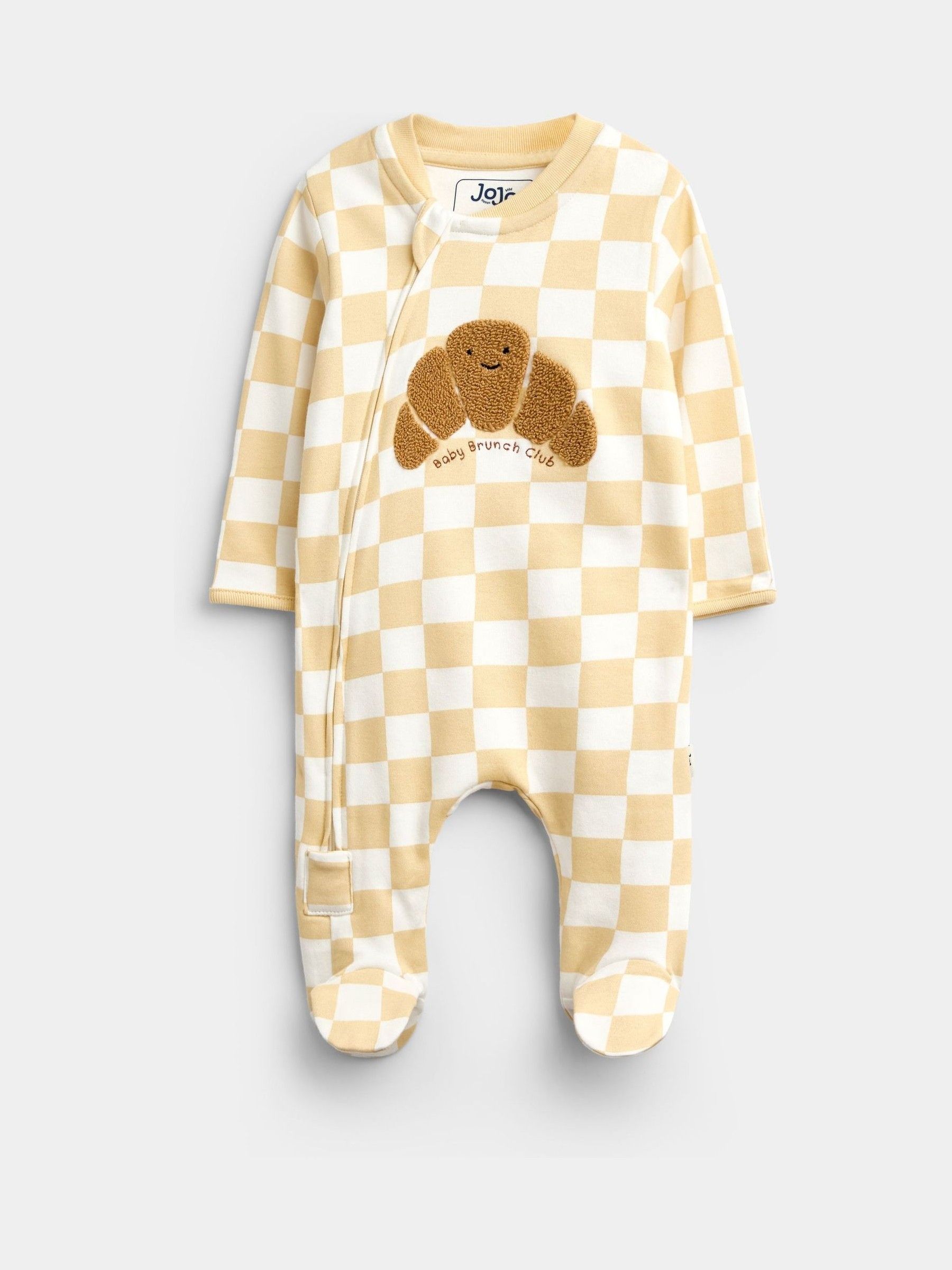 Natural Croissant Appliqué Zip Sleepsuit - Image 1 of 4 Natural Croissant Appliqué Zip Sleepsuit - Image 1 of 4