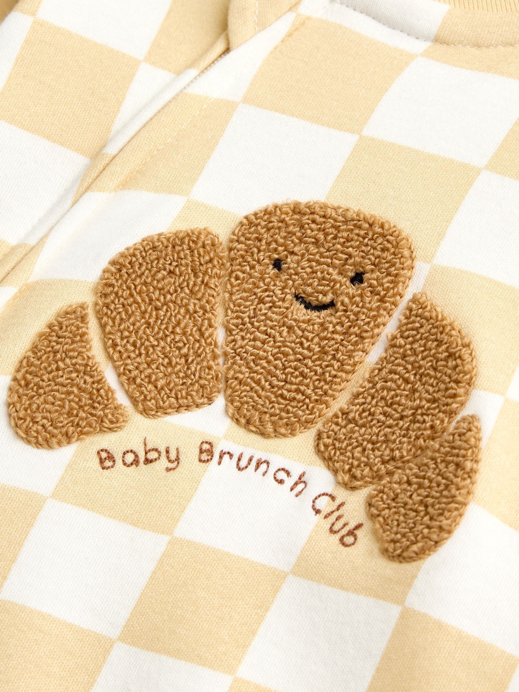 Natural Croissant Appliqué Zip Sleepsuit - Image 4 of 4 Natural Croissant Appliqué Zip Sleepsuit - Image 4 of 4