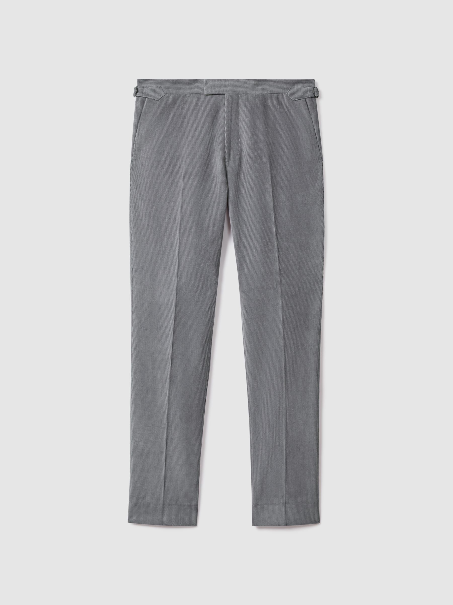 Slim Fit Corduroy Trousers with Turn-Ups in Ice Blue - Image 2 of 6