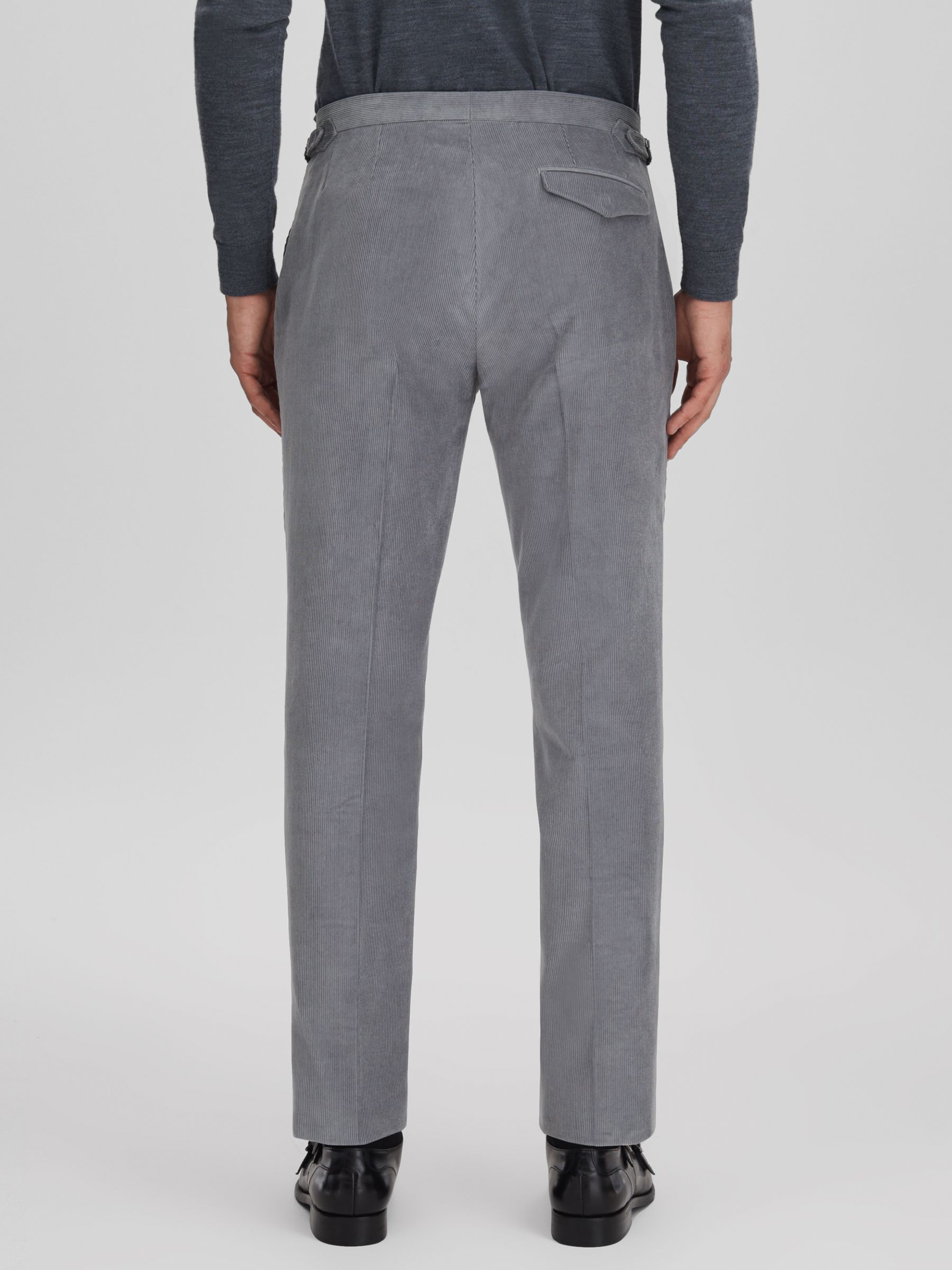 Slim Fit Corduroy Trousers with Turn-Ups in Ice Blue - Image 5 of 6