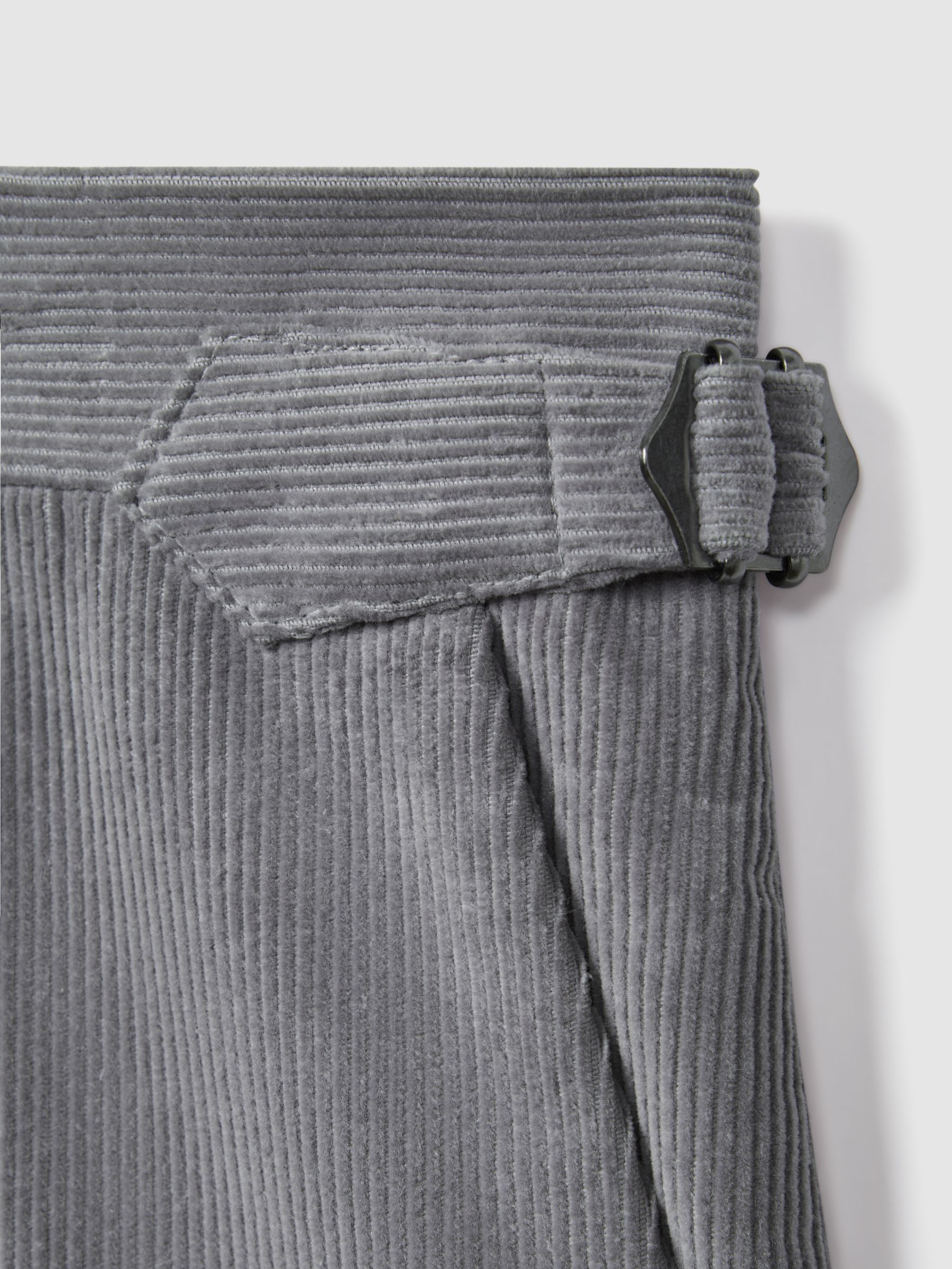 Slim Fit Corduroy Trousers with Turn-Ups in Ice Blue - Image 6 of 6
