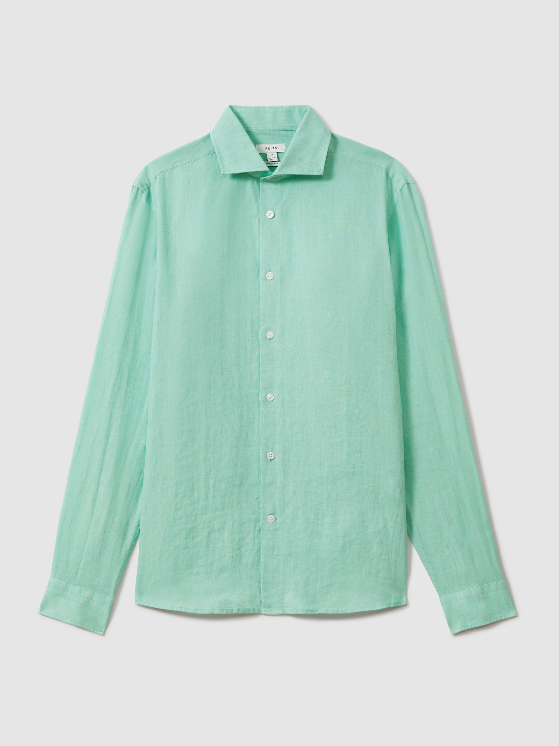 Linen Button-Through Shirt in Bermuda Green - Image 2 of 6
