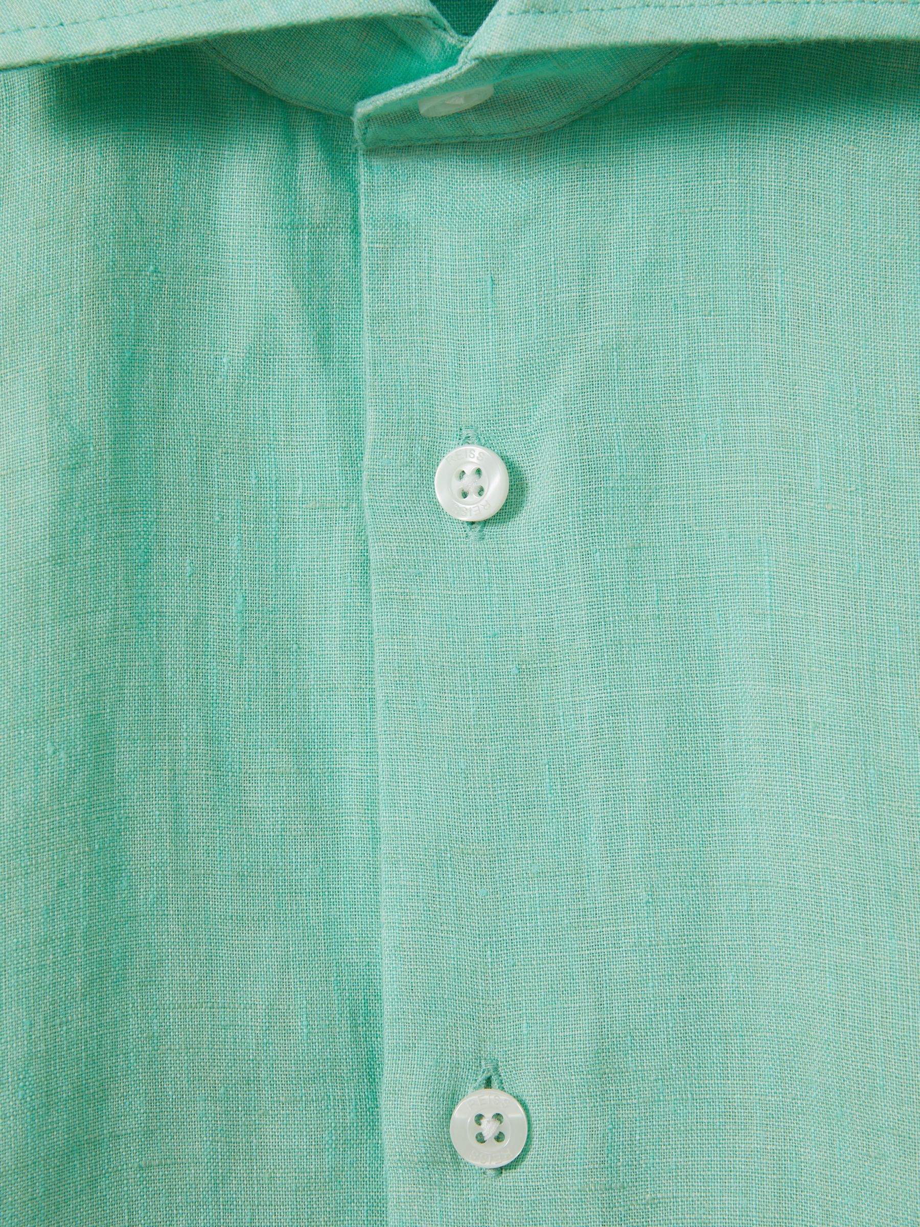 Linen Button-Through Shirt in Bermuda Green - Image 6 of 6