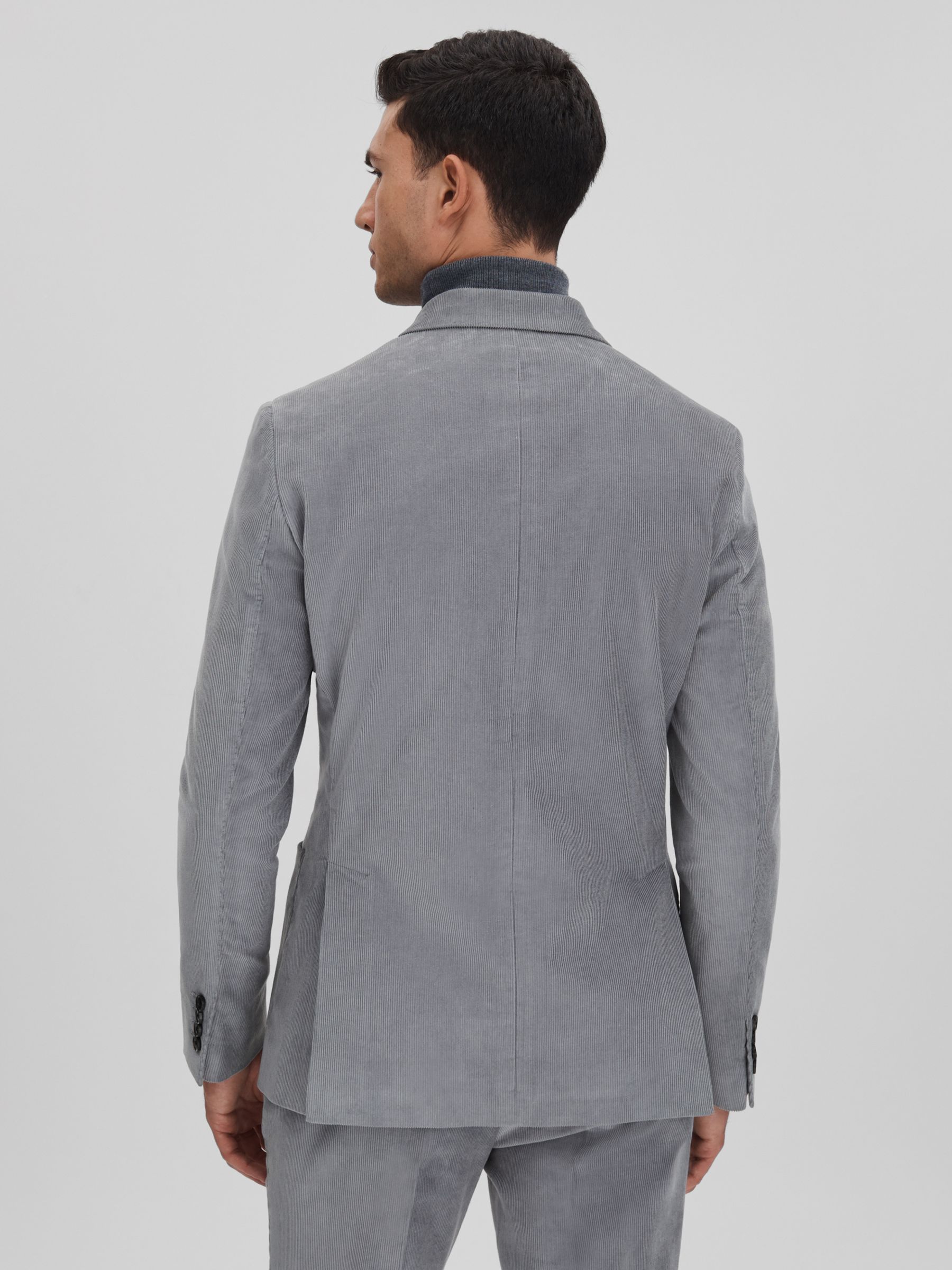 Slim Fit Corduroy Double Breasted Blazer in Ice Blue - Image 5 of 9