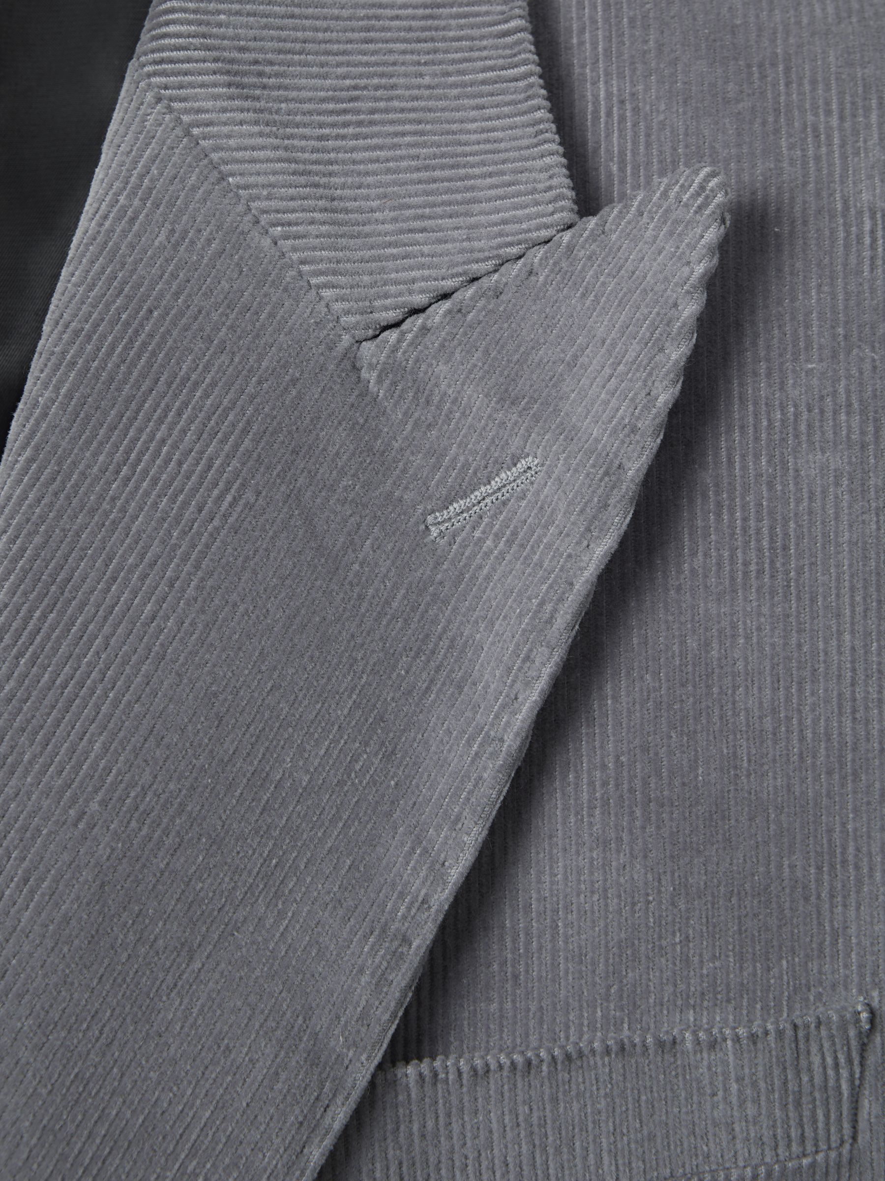 Slim Fit Corduroy Double Breasted Blazer in Ice Blue - Image 7 of 9