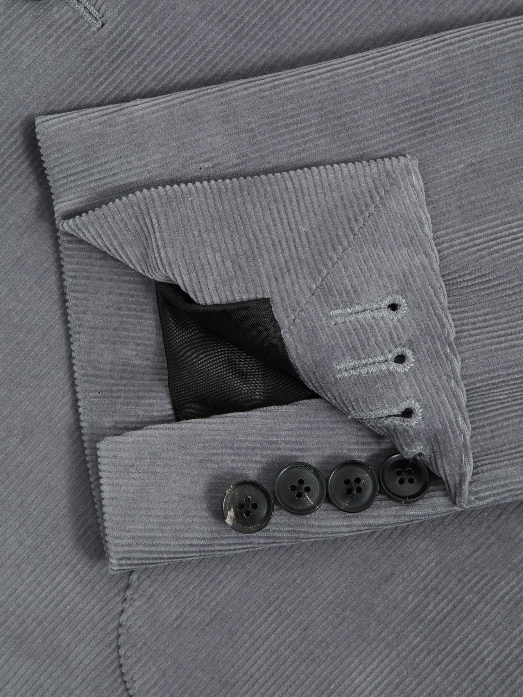 Slim Fit Corduroy Double Breasted Blazer in Ice Blue - Image 9 of 9