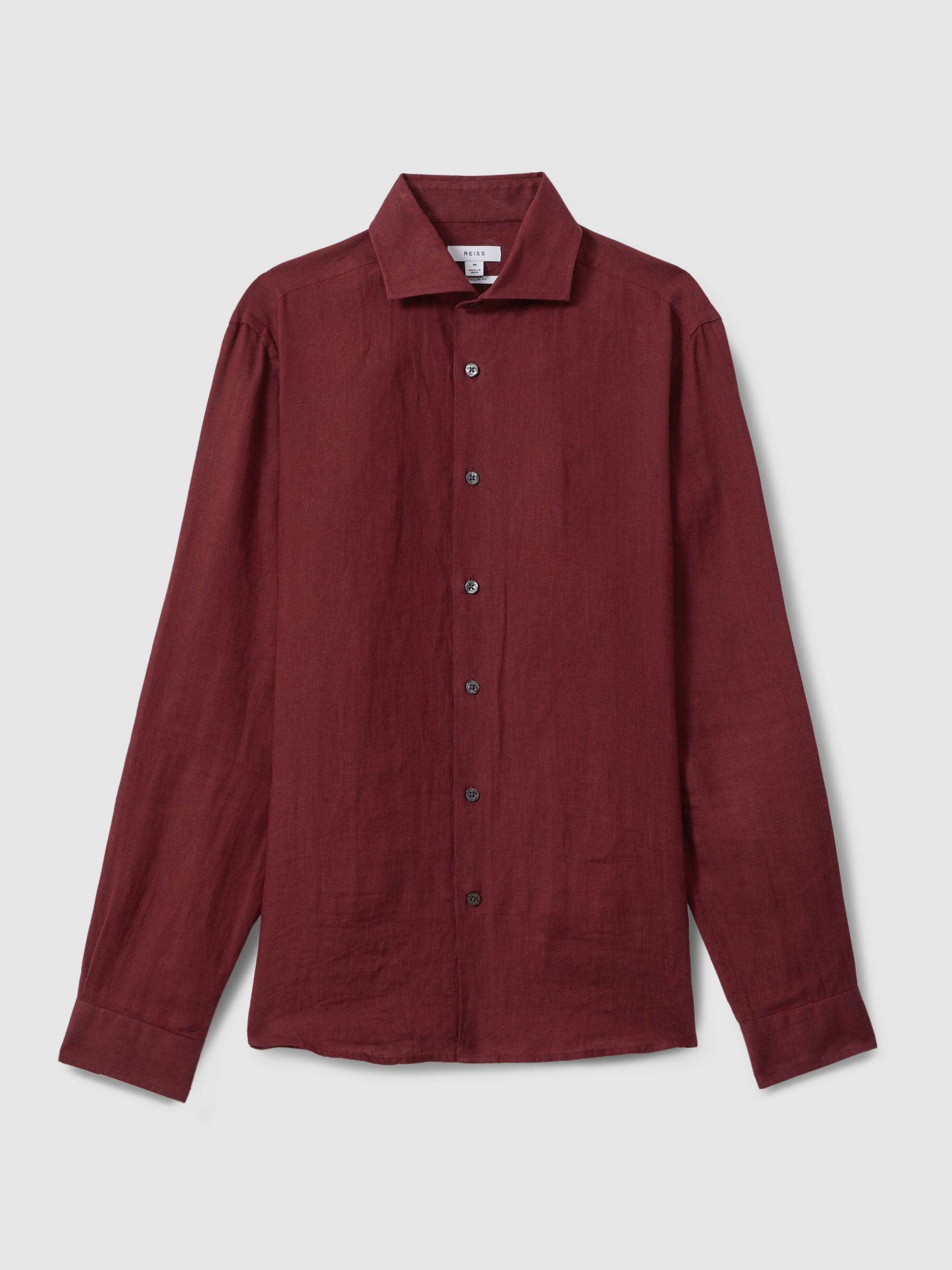 Linen Button-Through Shirt in Pecan Brown - Image 2 of 6