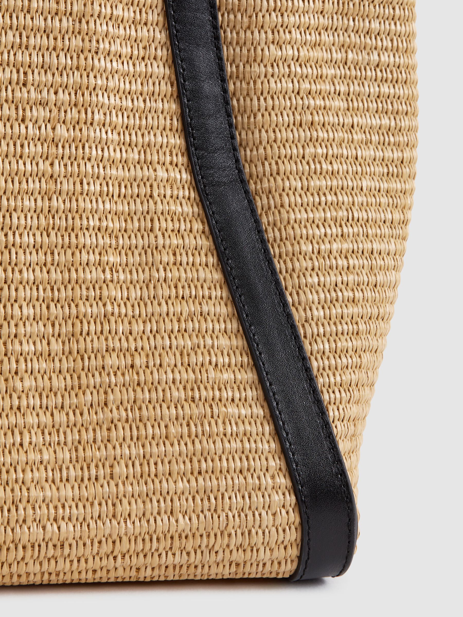 Raffia Leather Strap Tote Bag in Natural - Image 5 of 6
