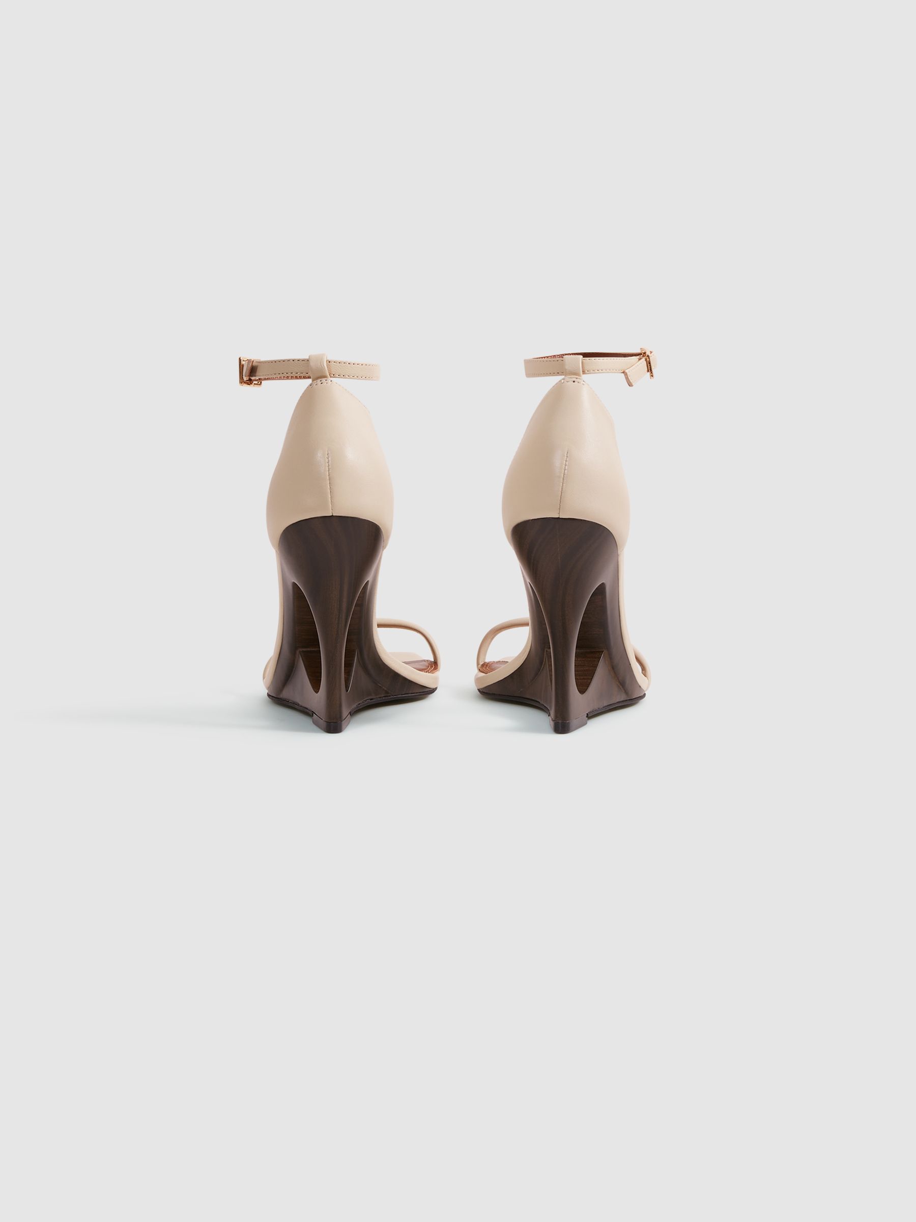 Leather Strappy Wedge Heels in Off White - Image 3 of 5