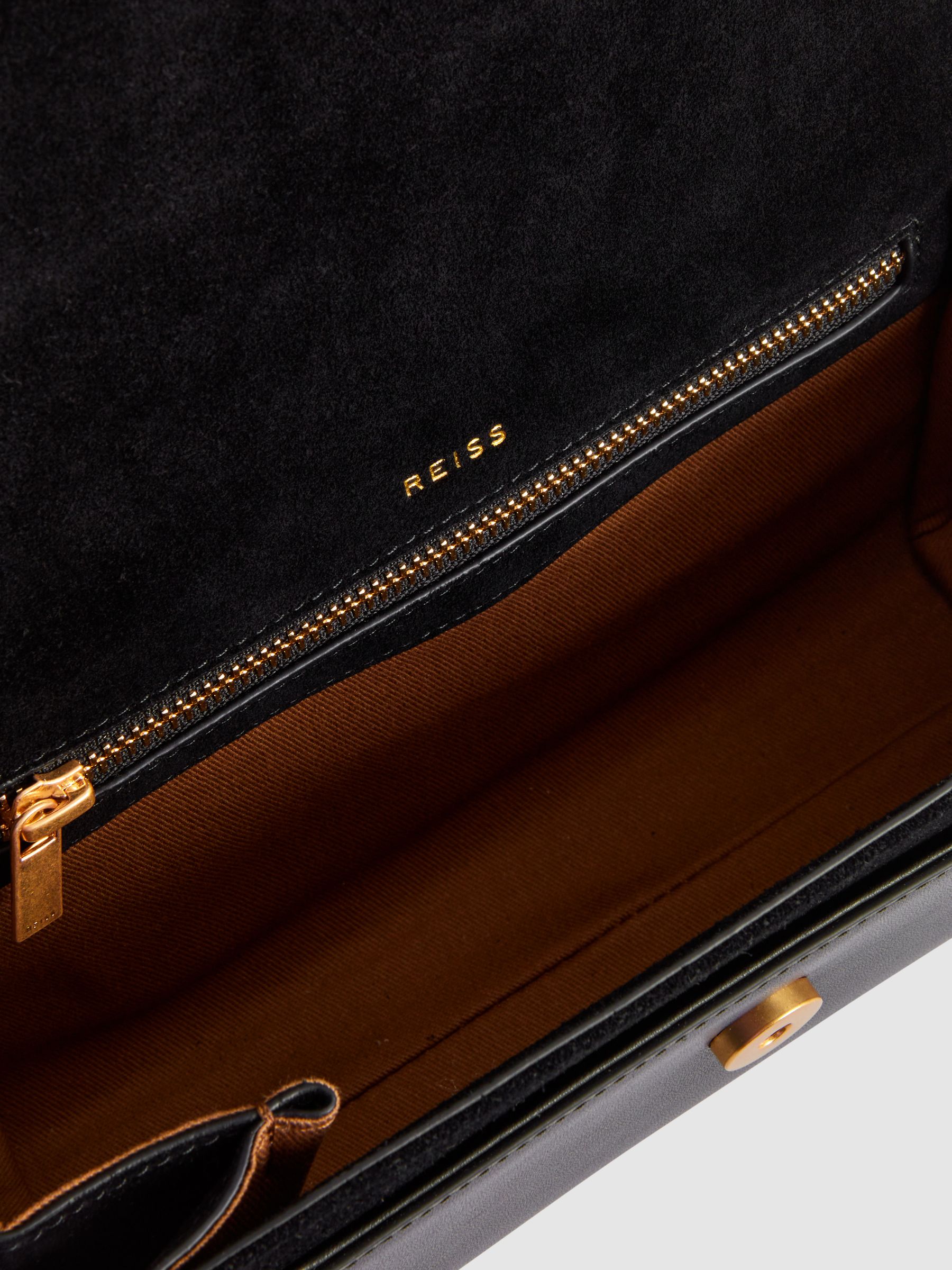 Leather Raffia Baguette Bag in Black - Image 4 of 6