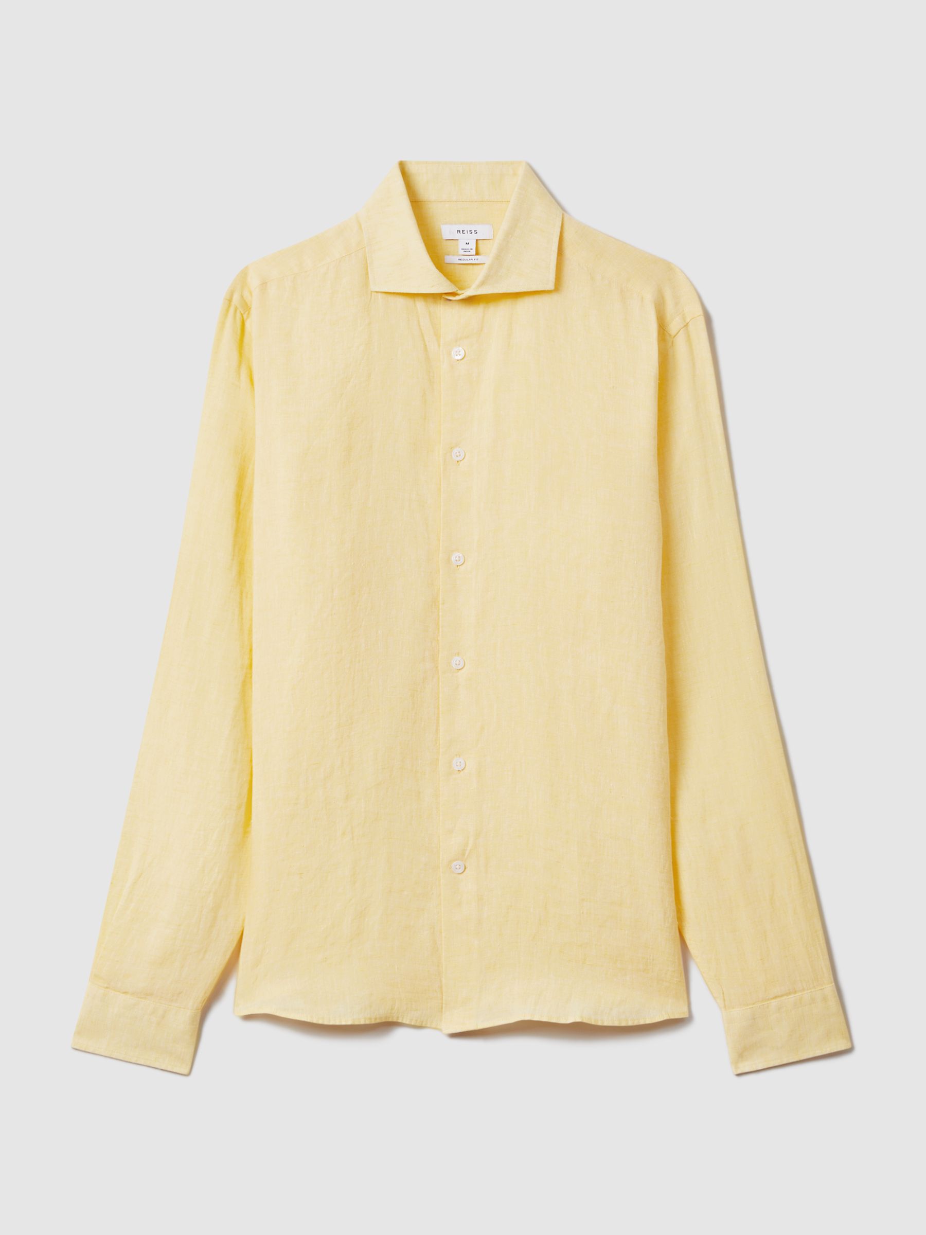 Linen Button-Through Shirt in Melon - Image 2 of 6