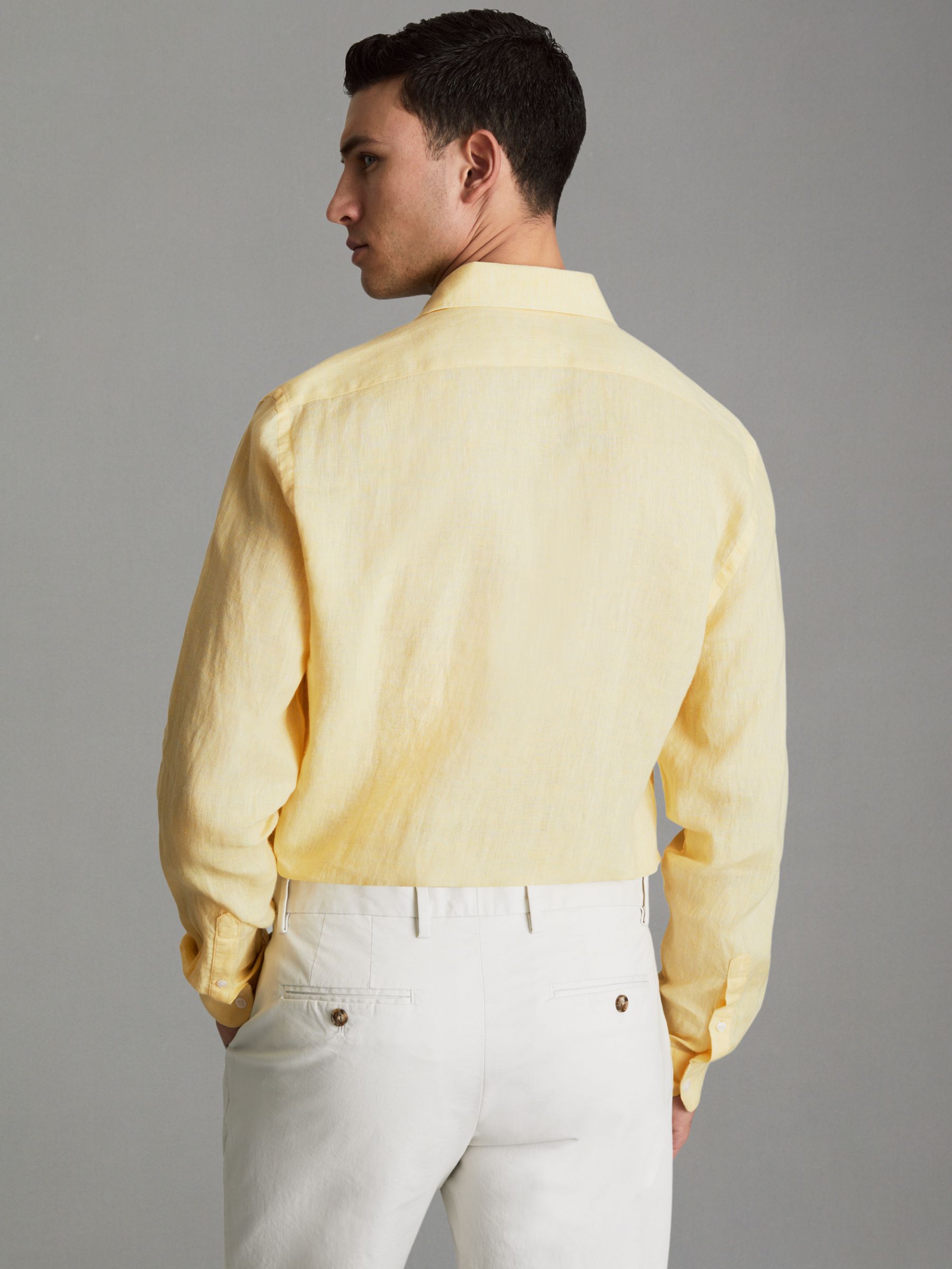 Linen Button-Through Shirt in Melon - Image 5 of 6