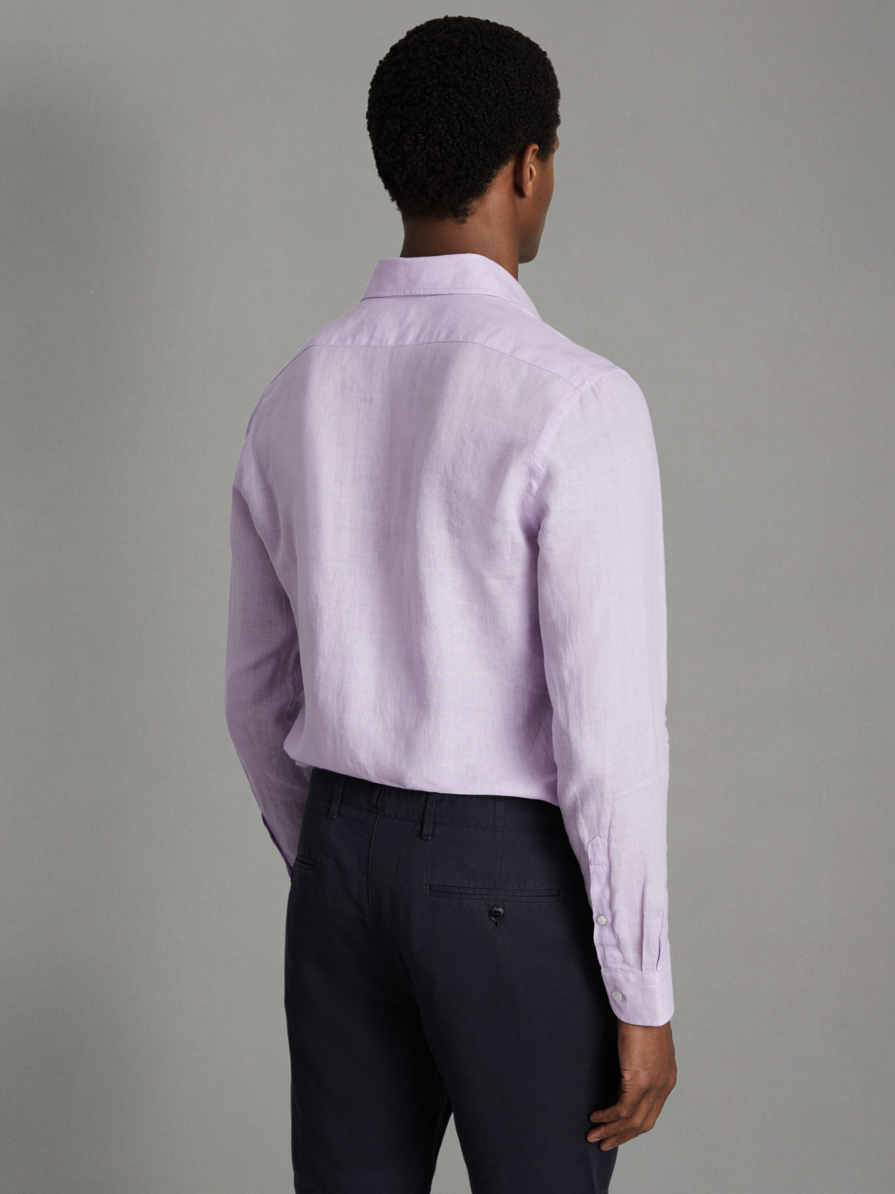 Linen Button-Through Shirt in Orchid - Image 5 of 6