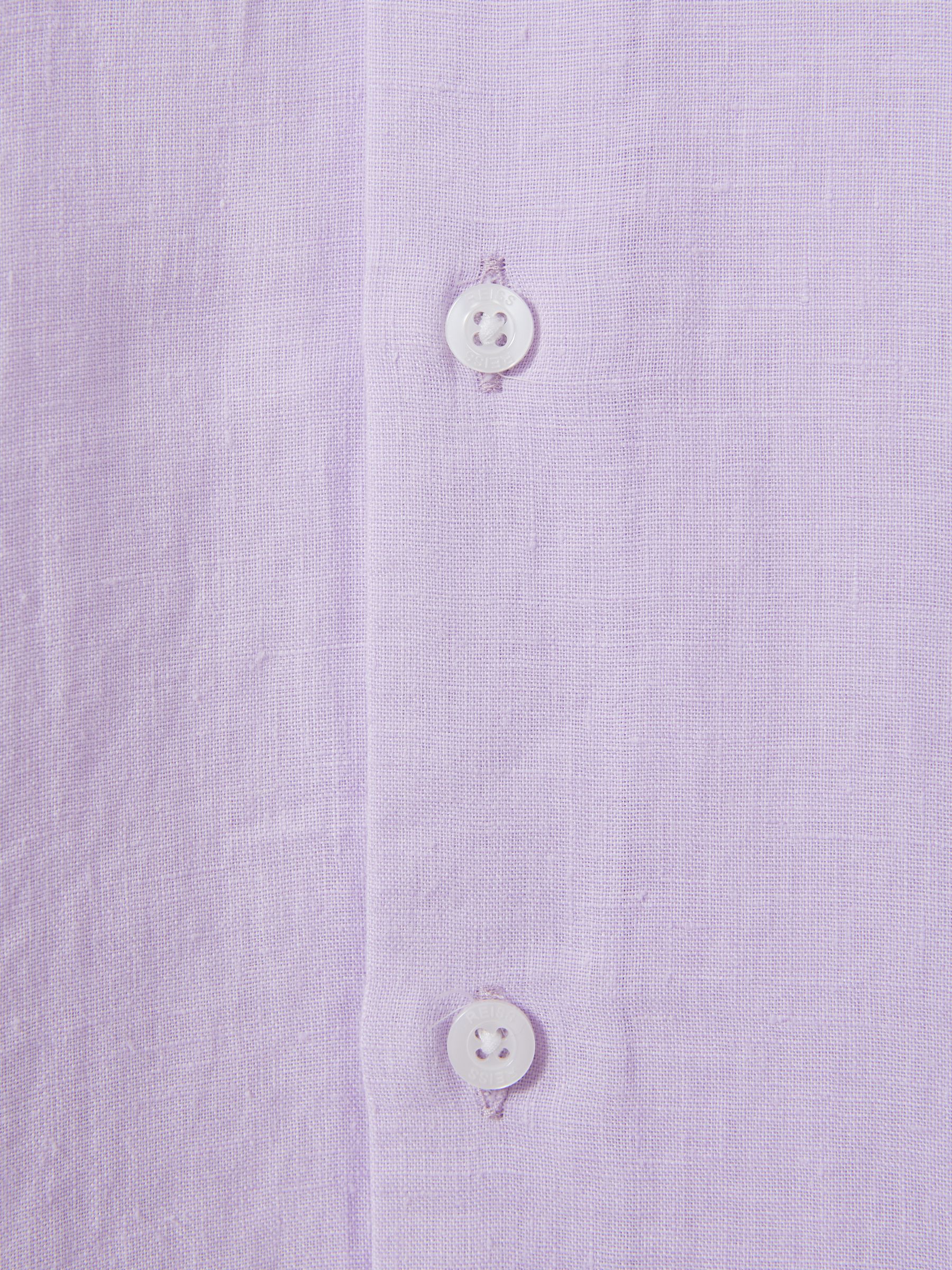 Linen Button-Through Shirt in Orchid - Image 6 of 6